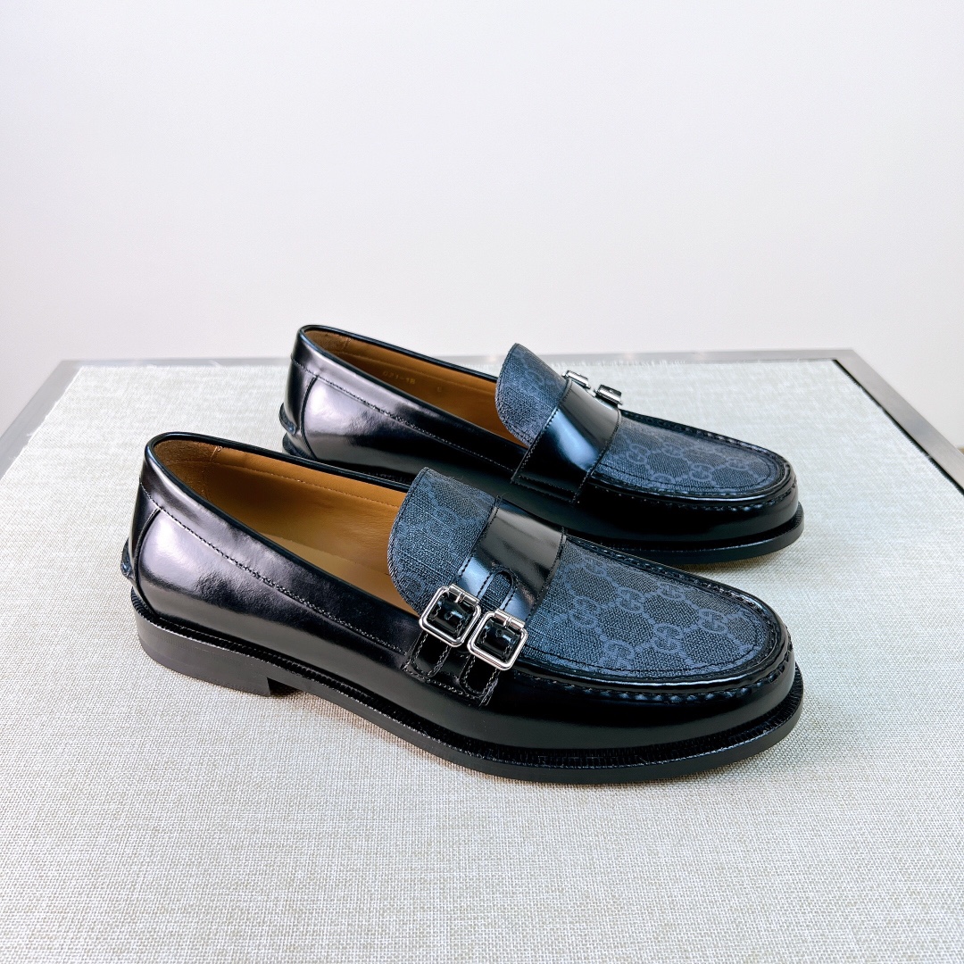 NIGO Gucci Men's Spring/Summer Dark Color Comfortable Slip-on Buckle Loafer - Easy Walk Daily Shoes #nigo75712