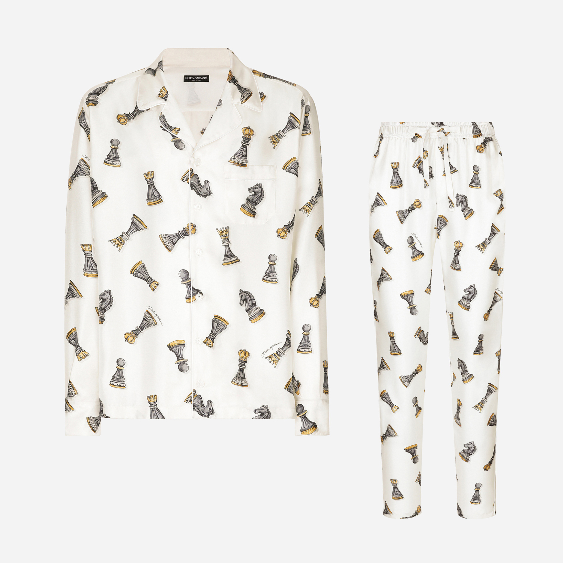 NIGO Dolce&Gabbana Men's And Women's Spring And Summer Chess Printing Single Breasted Long Sleeved Shirt Elastic Waist Tie Casual Pants Suit Set #nigo75724