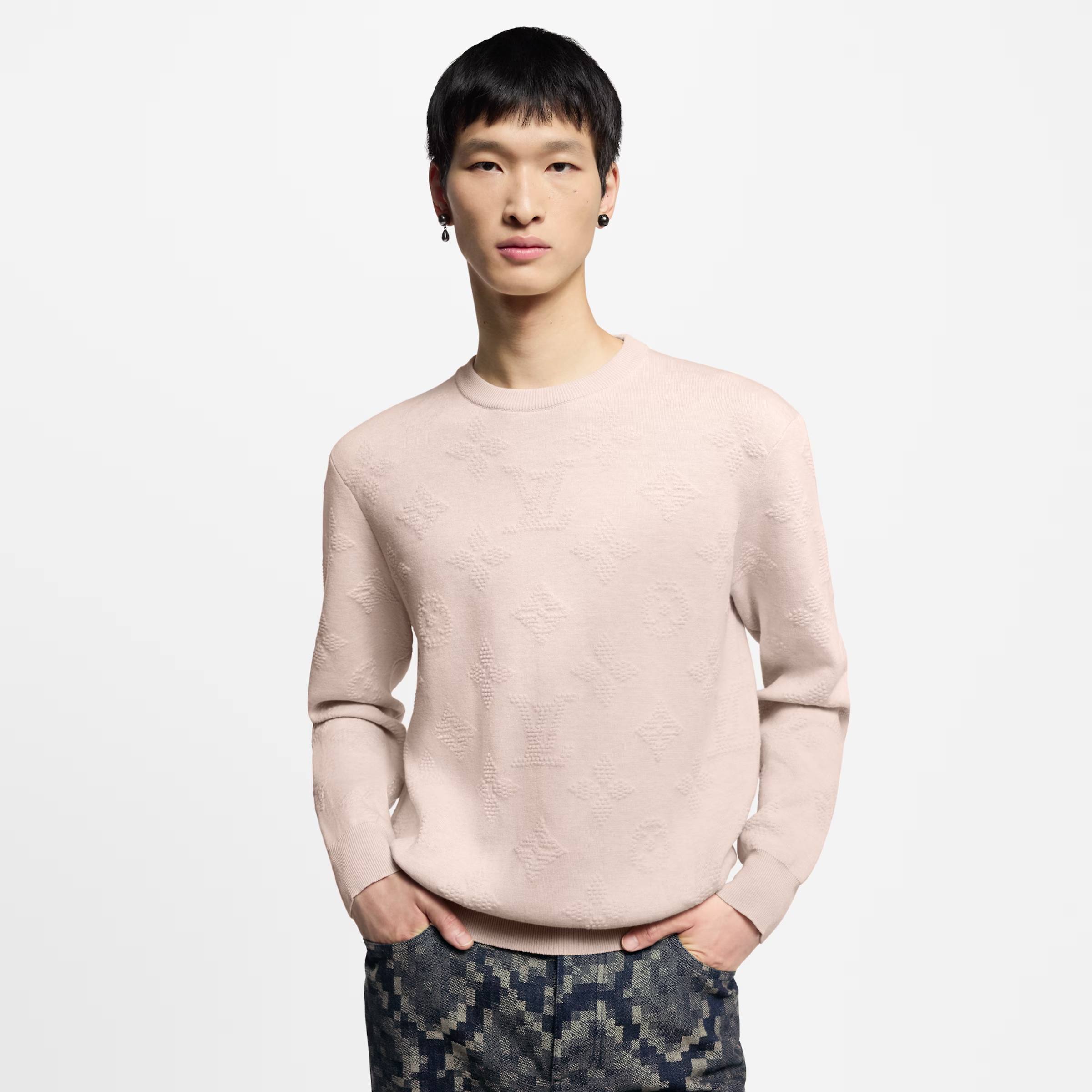 NIGO Louis Vuitton Men's Spring and Autumn Solid Color Logo Printed Round Neck Knitted Long Sleeve Sweater Sweatshirt #nigo75733