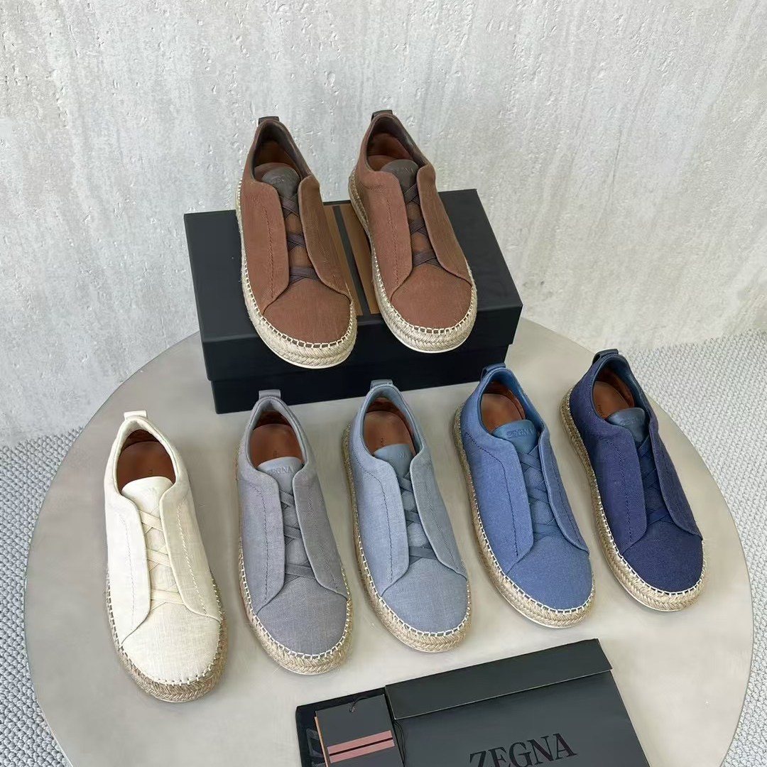 NIGO Ermenegildo Zegna Men's Solid Color Canvas Fabric Simple Flat Casual Shoes #nigo75723