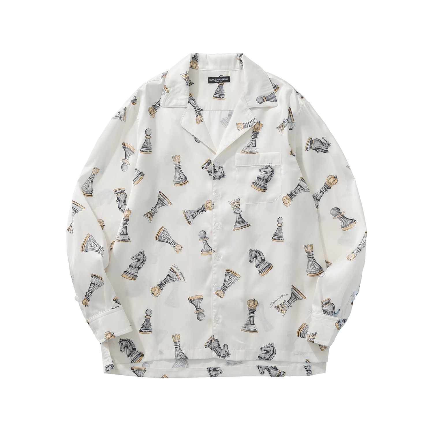 NIGO Dolce&Gabbana Men's And Women's Spring And Summer Chess Printing Single Breasted Long Sleeved Shirt Elastic Waist Tie Casual Pants Suit Set #nigo75724