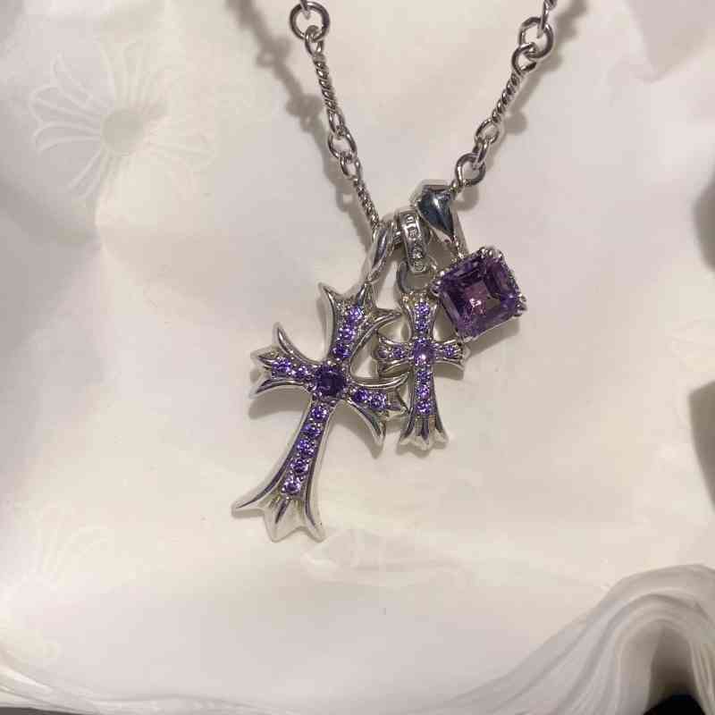 NIGO Chrome Hearts Men's And Women's Cross With Diamond Pendant Bamboo Lockbone Chain Necklace Jewelry #nigo75726