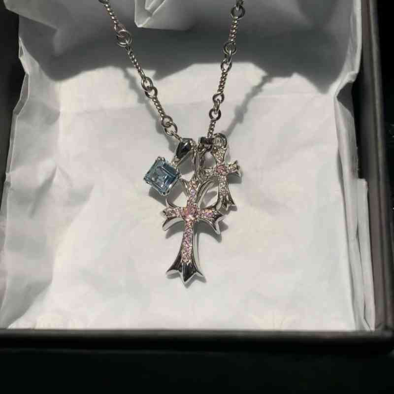 NIGO Chrome Hearts Men's And Women's Cross With Diamond Pendant Bamboo Lockbone Chain Necklace Jewelry #nigo75726