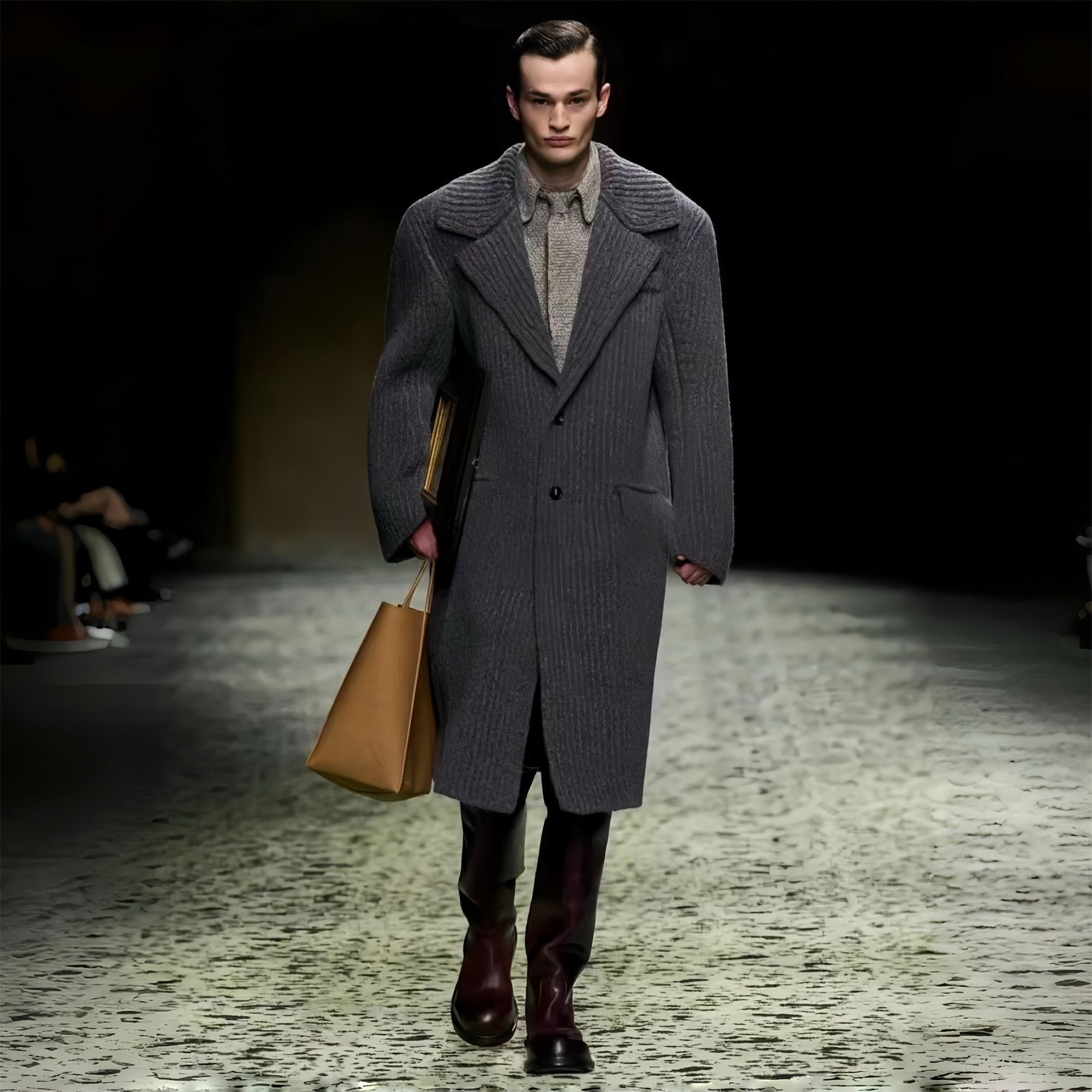 NIGO Bottega Veneta Men's Fall/winter Gray Chunky Knit Jacket - Comfortable Warmth, Functional Pockets And Minimalist Design #nigo75722