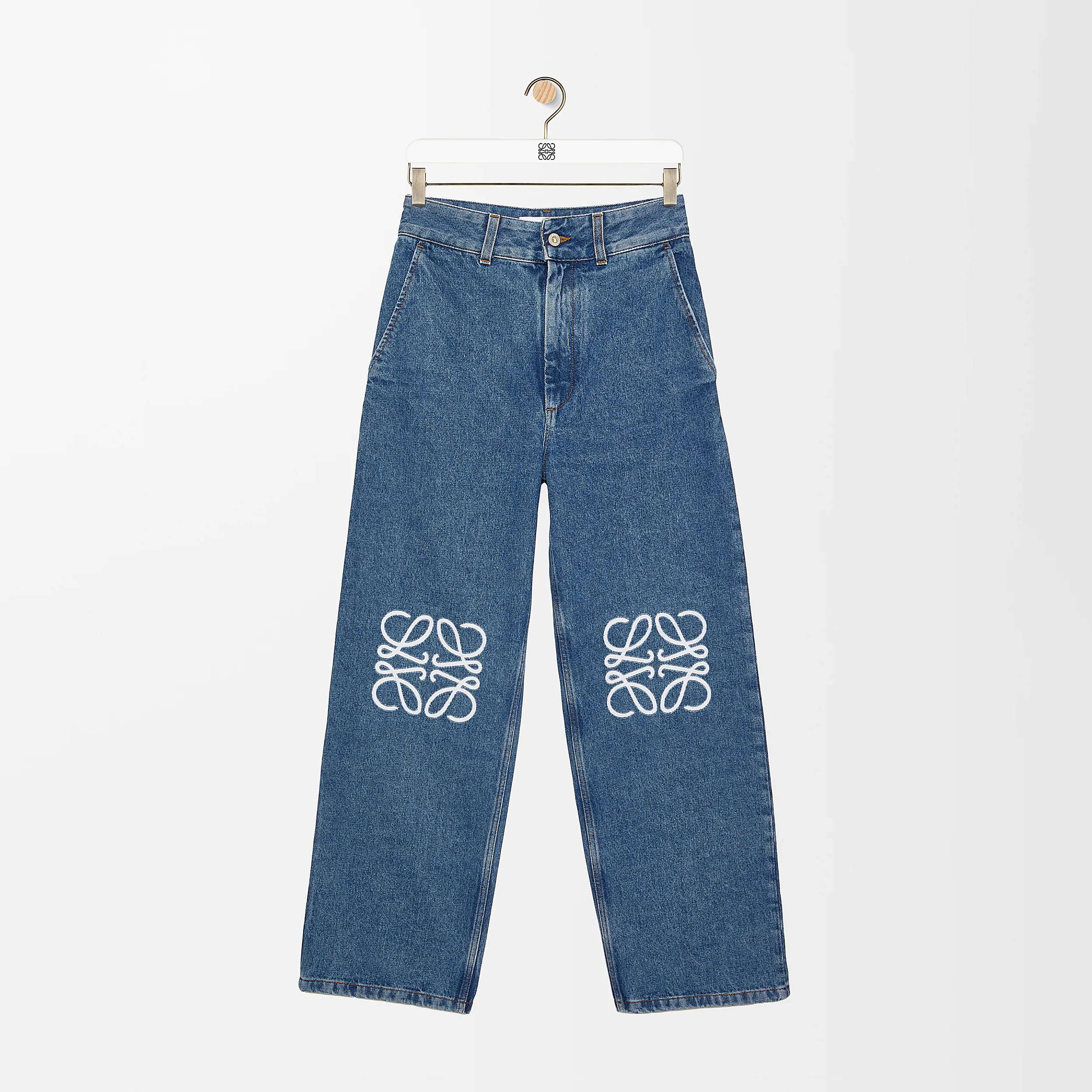 NIGO Loewe Women's Spring and Autumn Logo Print Solid Color Low Rise Zipper Loose Jeans Pants #nigo75751