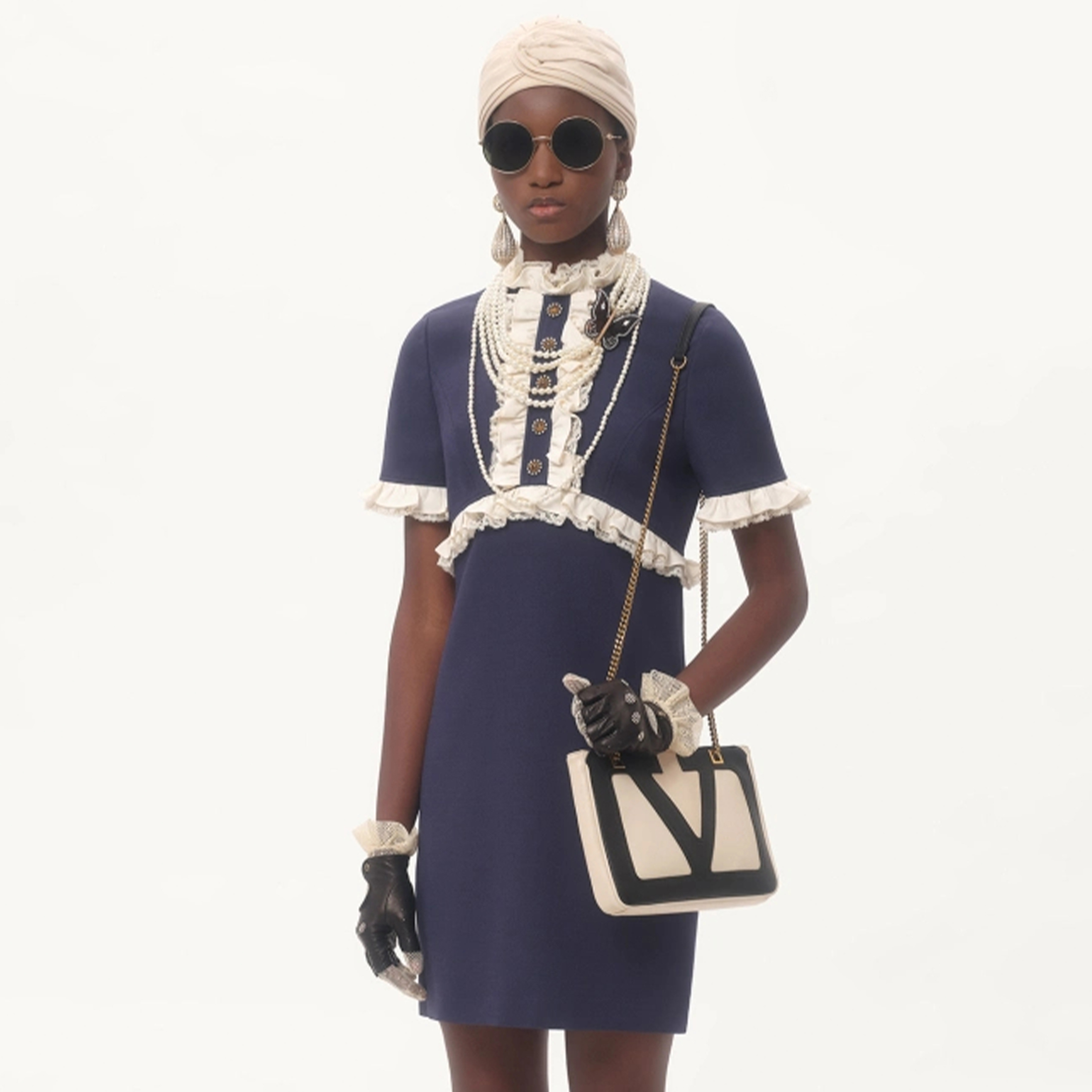 NIGO Valentino Women's Crepe Couture Short Dress Spring And Summer Colour Blocking Lace Lace Mini Dress Fashion Temperament Elegant Women's Clothing Ngvp #nigo1293