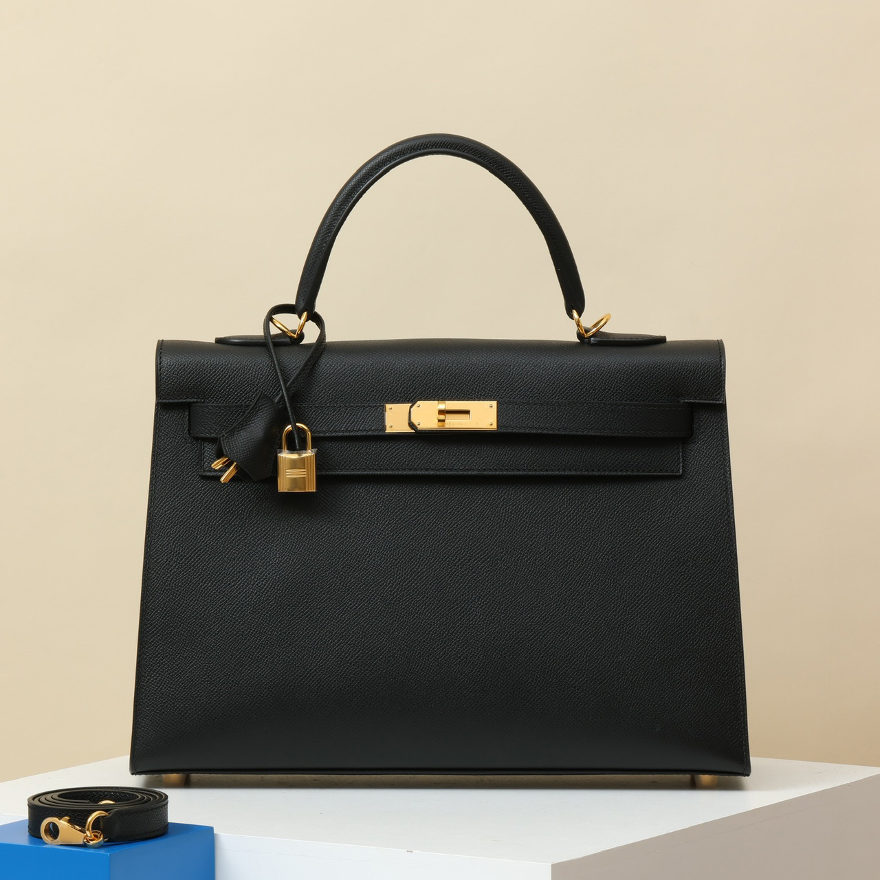 NIGO Hermes KL35 Solid Color Cowhide Leather Handbag Metal Buckle Kelly Bag Bags Accessories #nigo75744