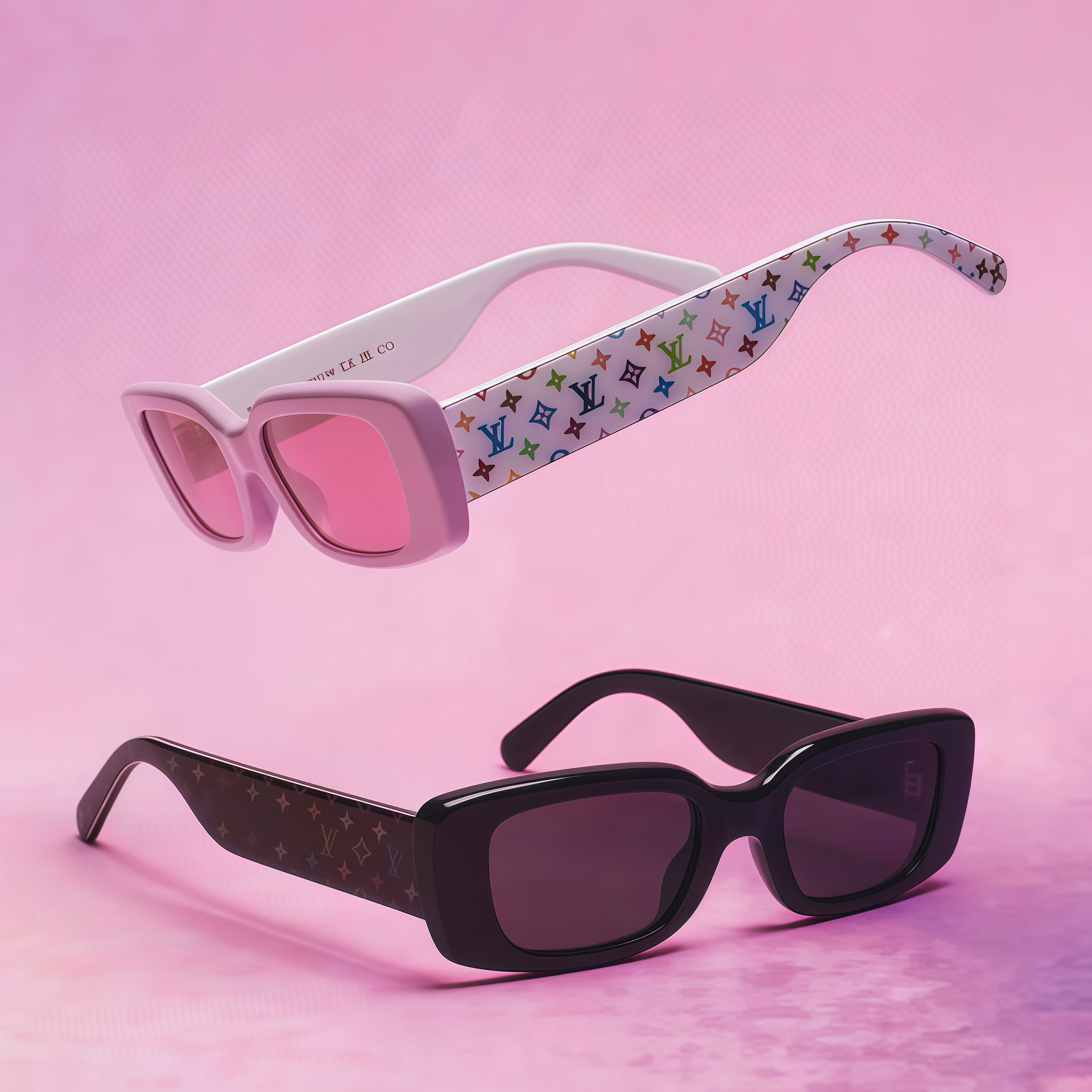 NIGO Louis Vuitton Men's And Women's Logo Textured Box Glasses Crystal Accessories Colored Luxury Sunglasses #nigo75738