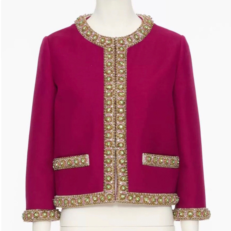 NIGO Valentino Women's Autumn Solid Color Silk Wool Rhinestone Embroidery Round Neck Knit Jacket Casual Mid Waist Loose Half Skirt Ngvp #nigo1253