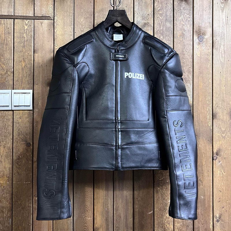 NIGO Vetements Men's Winter Letter Printed Long Sleeve Short Fit Motorcycle Leather Jacket #nigo95111