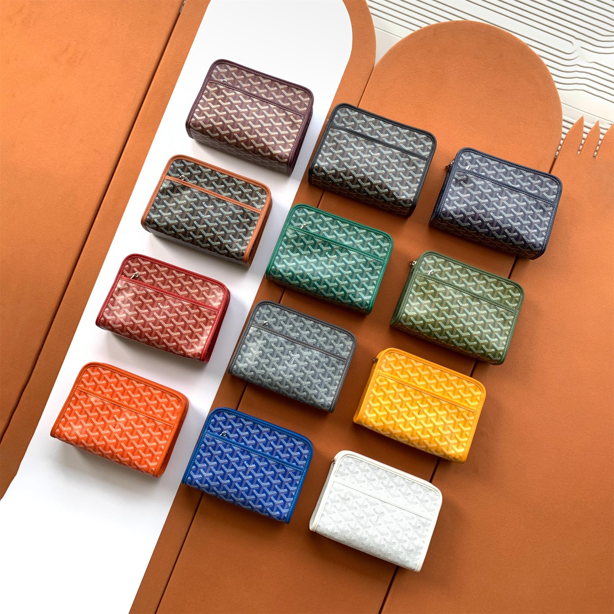 NIGO GOYARD Jouvence Men's and Women's Old Flower Full Print Zipper Closure Canvas Patchwork Leather Wash Bag Clutch Bags #nigo75739