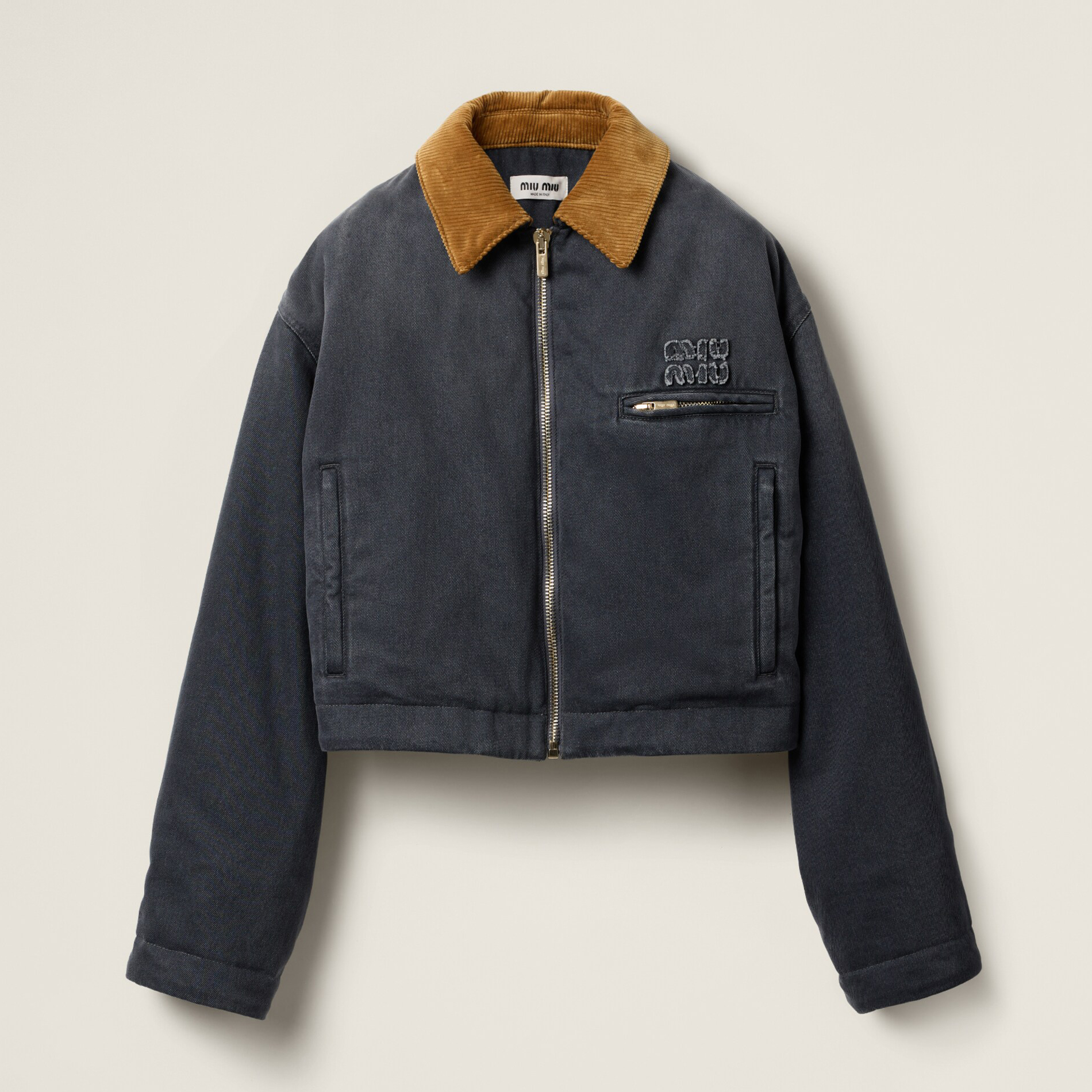 NIGO MiuMiu Women's Autumn and Winter Colorblocking Lapel Logo Embroidery Zipper Long Sleeve Jacket #nigo75761