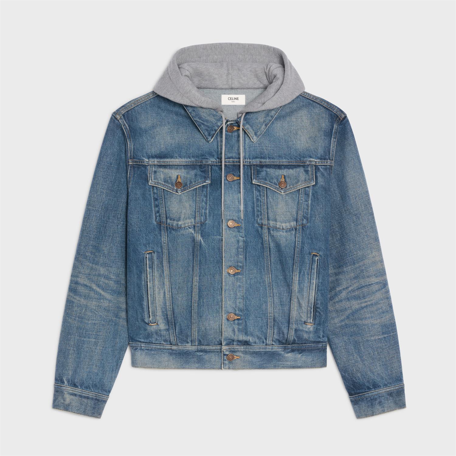 NIGO Celine Men's Autumn Blue Denim Single Breasted Hooded Jacket #nigo75786
