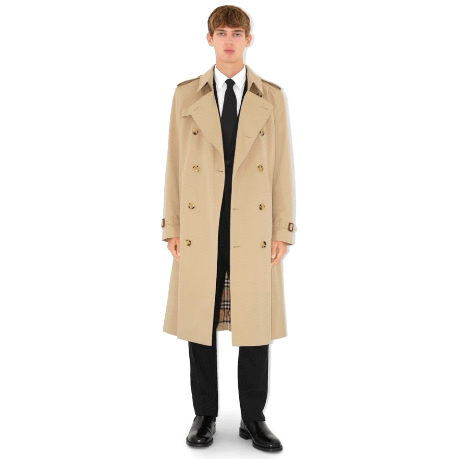 NIGO Burberry Heritage Trench Men's And Women's Spring And Fall Solid Color Double Breasted Long Corseted Trench Coat Jacket #nigo75753