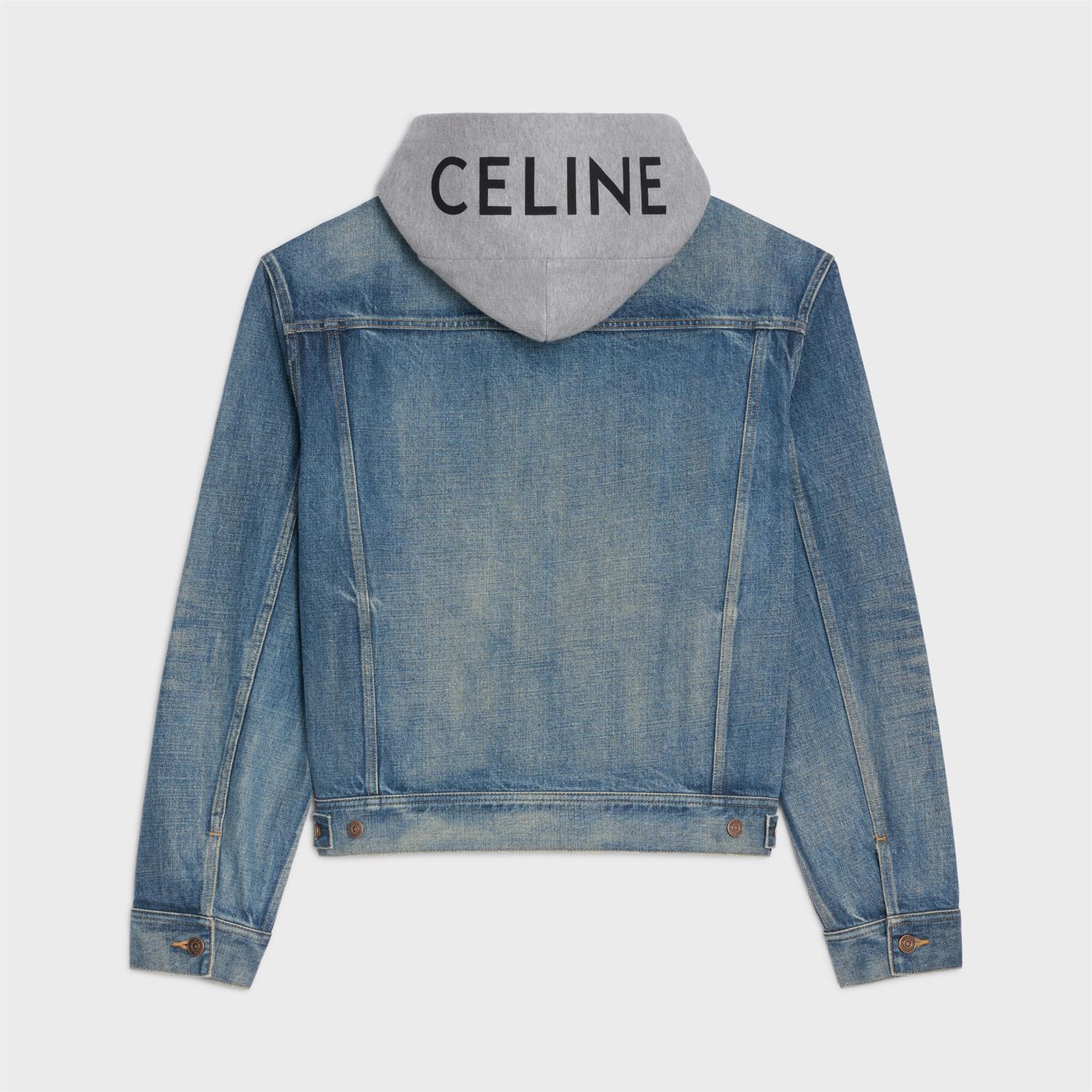 NIGO Celine Men's Autumn Blue Denim Single Breasted Hooded Jacket #nigo75786