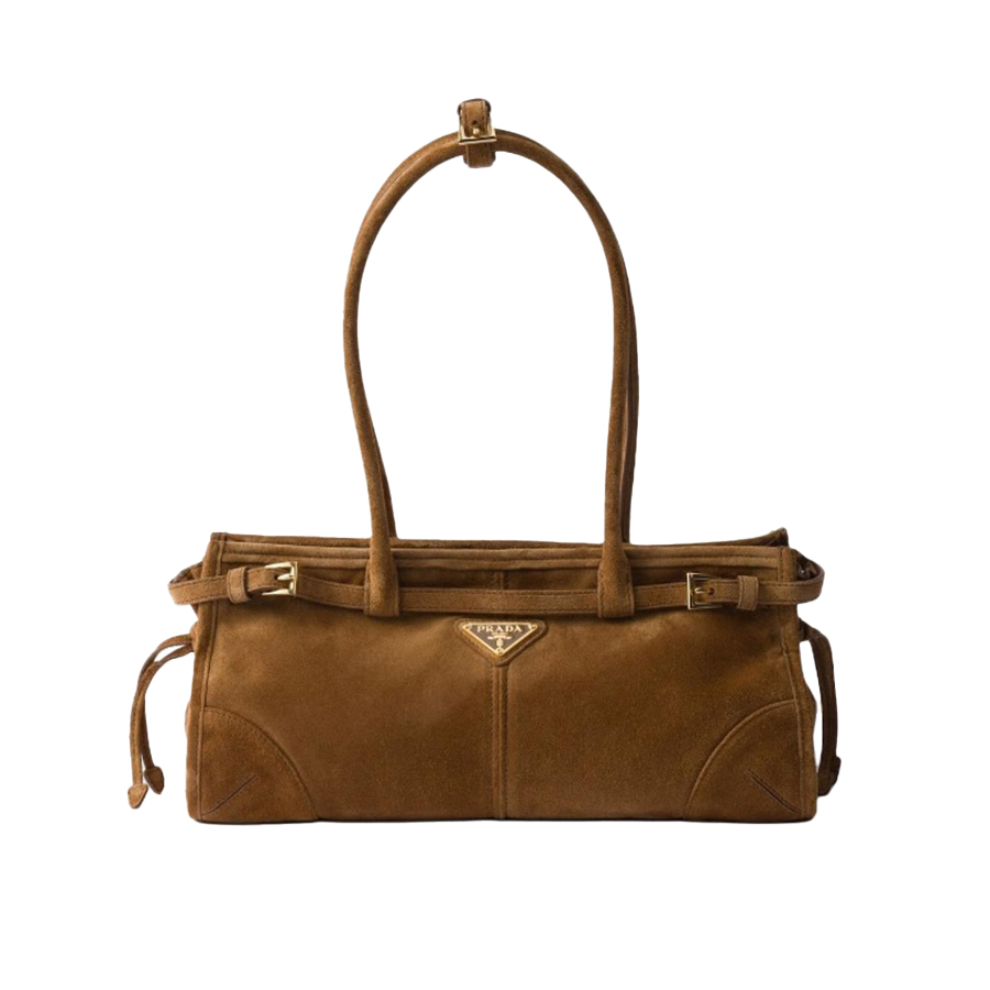 NIGO Prada Women's Soft Lux Collection Medium Suede Brushed Leather Logo Solid Color Handbags Casual Crossbody Bag Bags 1BA426_2C4S_F0401 #nigo71977