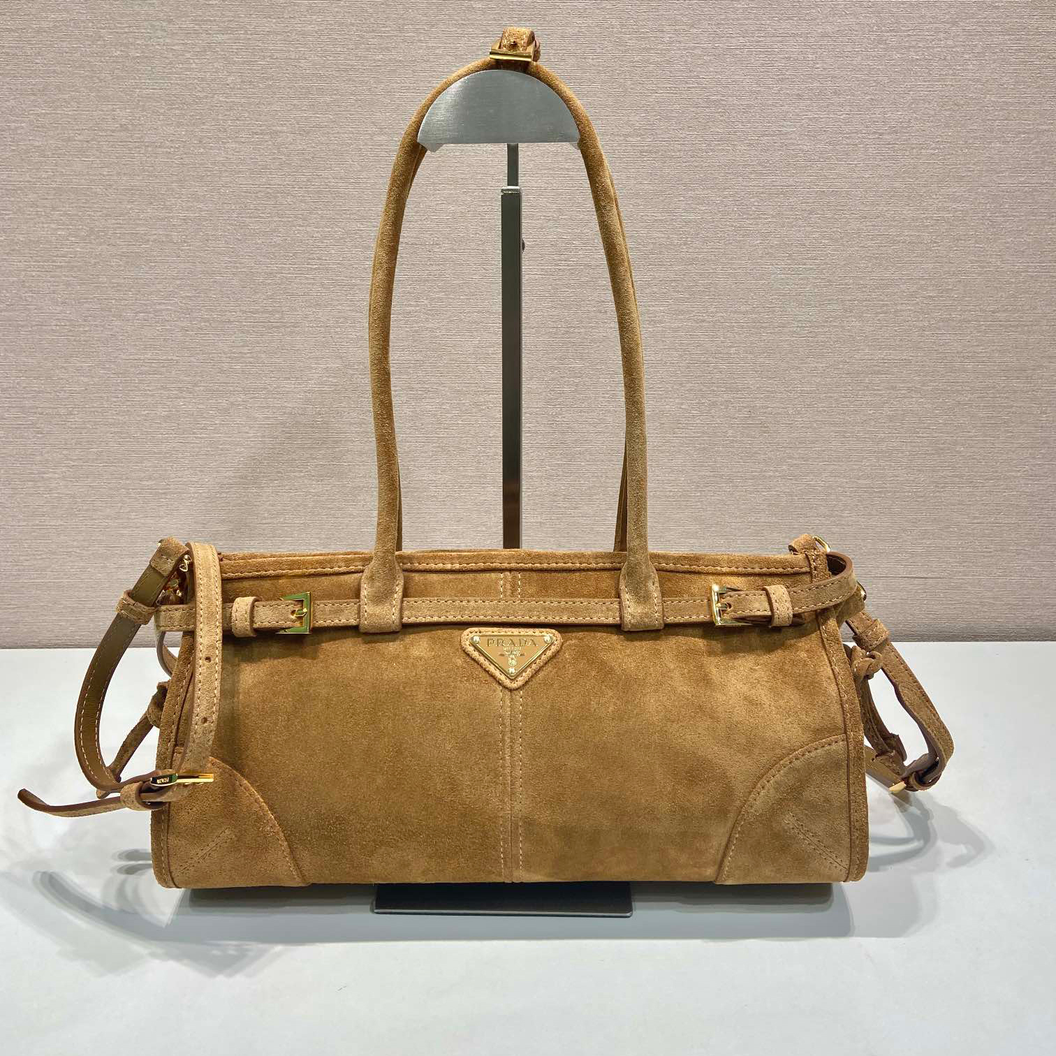 NIGO Prada Women's Soft Lux Collection Medium Suede Brushed Leather Logo Solid Color Handbags Casual Crossbody Bag Bags 1BA426_2C4S_F0401 #nigo71977