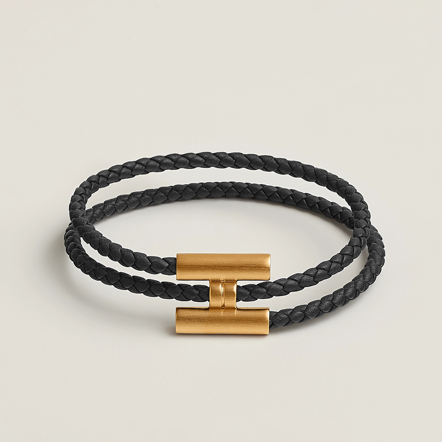NIGO Hermes Tournis Tresse Men's and Women's Gold Clasp Solid Color Braided Bracelet Jewelry #nigo75778