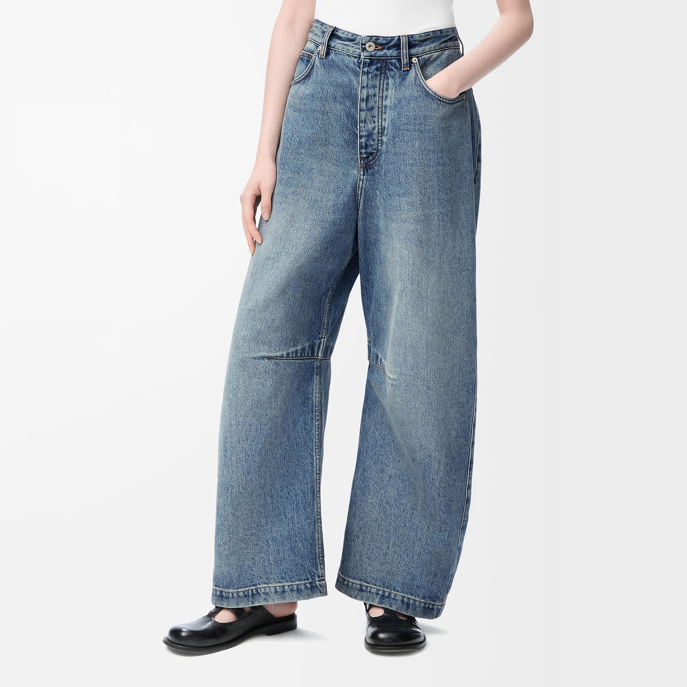 NIGO Loewe Women's Spring and Autumn Logo Print Pocket Zipper Loose Solid Color Jeans Pants #nigo75774