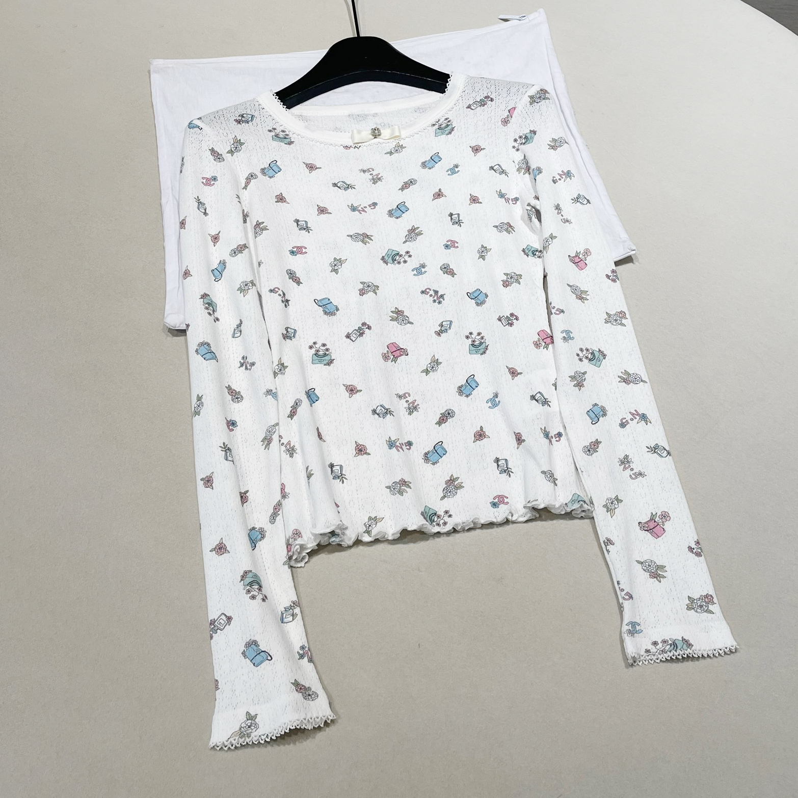 NIGO Chanel Women‘s Summer Floral Pattern Printing Solid Color Round Neck Short Sleeve T-Shirt Long Sleeve T-Shirt Two Piece Set #nigo75783