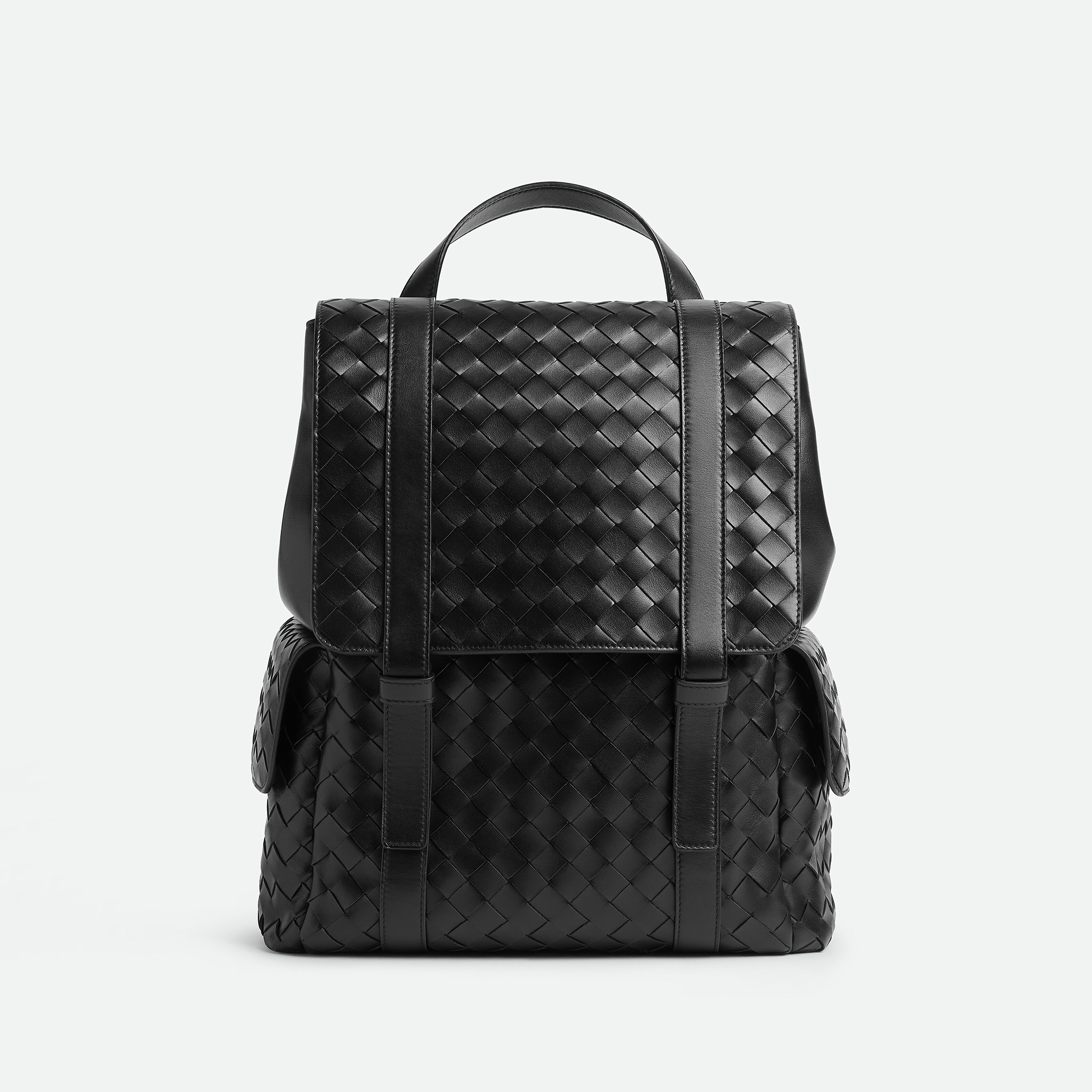 NIGO Bottega Veneta Back To School Men's Solid Color Flap Closure Woven Cowhide Leather Shoulder Bag Backpack Rucksack Bags #nigo75798