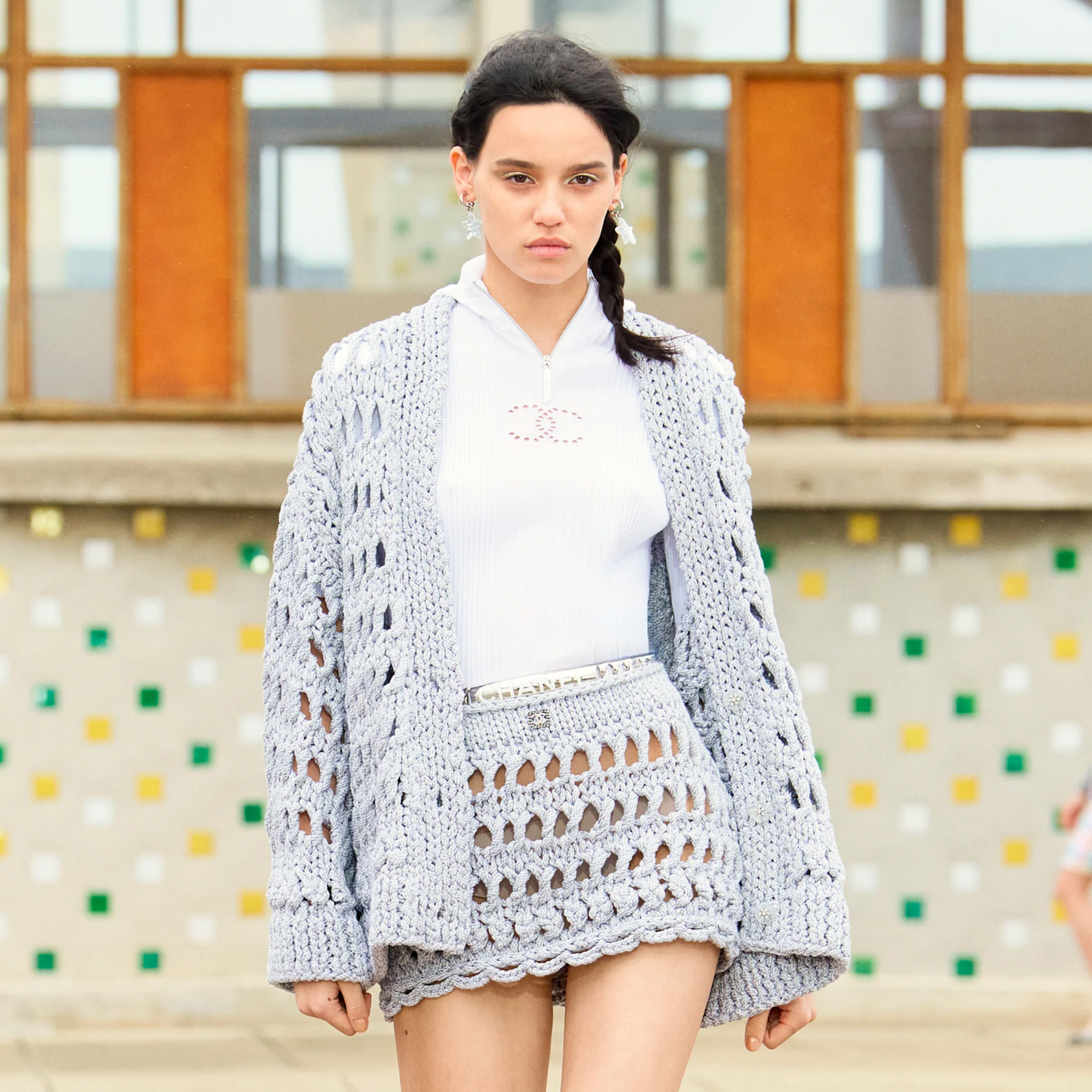 NIGO Chanel Women's Spring And Autumn Grey Coarse Knit Cotton Cardigan Jacket Wrap Hip Half Skirt Set Fashionable Temperament Elegant Knitting Suit Ngvp #nigo1326