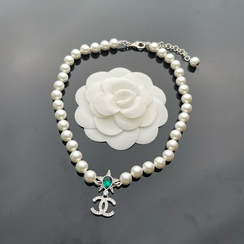 NIGO Chanel Women's Pentagram Water Drop Decoration Double C Pendant Pearl Necklace Jewelry #nigo75824