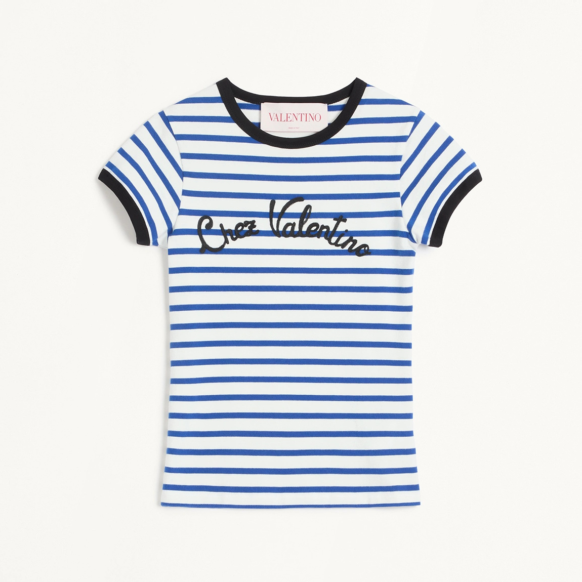 NIGO Valentino Women's Summer Red and Blue Striped Printed Round Neck Cotton Short Sleeve T-Shirt #nigo75823