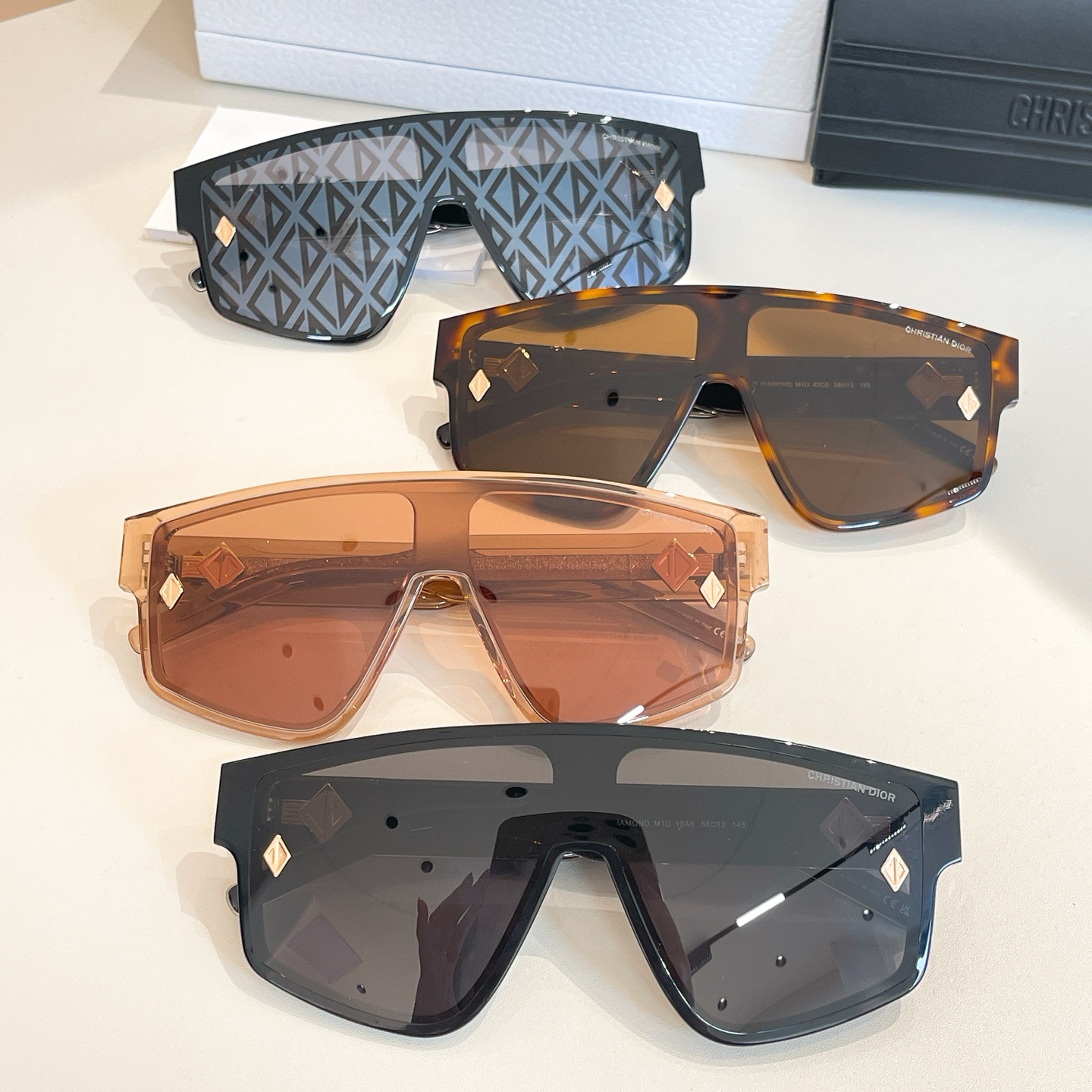 NIGO Dior Diamond M1u Sunglasses Women's Summer Solid Color Logo Square Casual Glasses #nigo75825