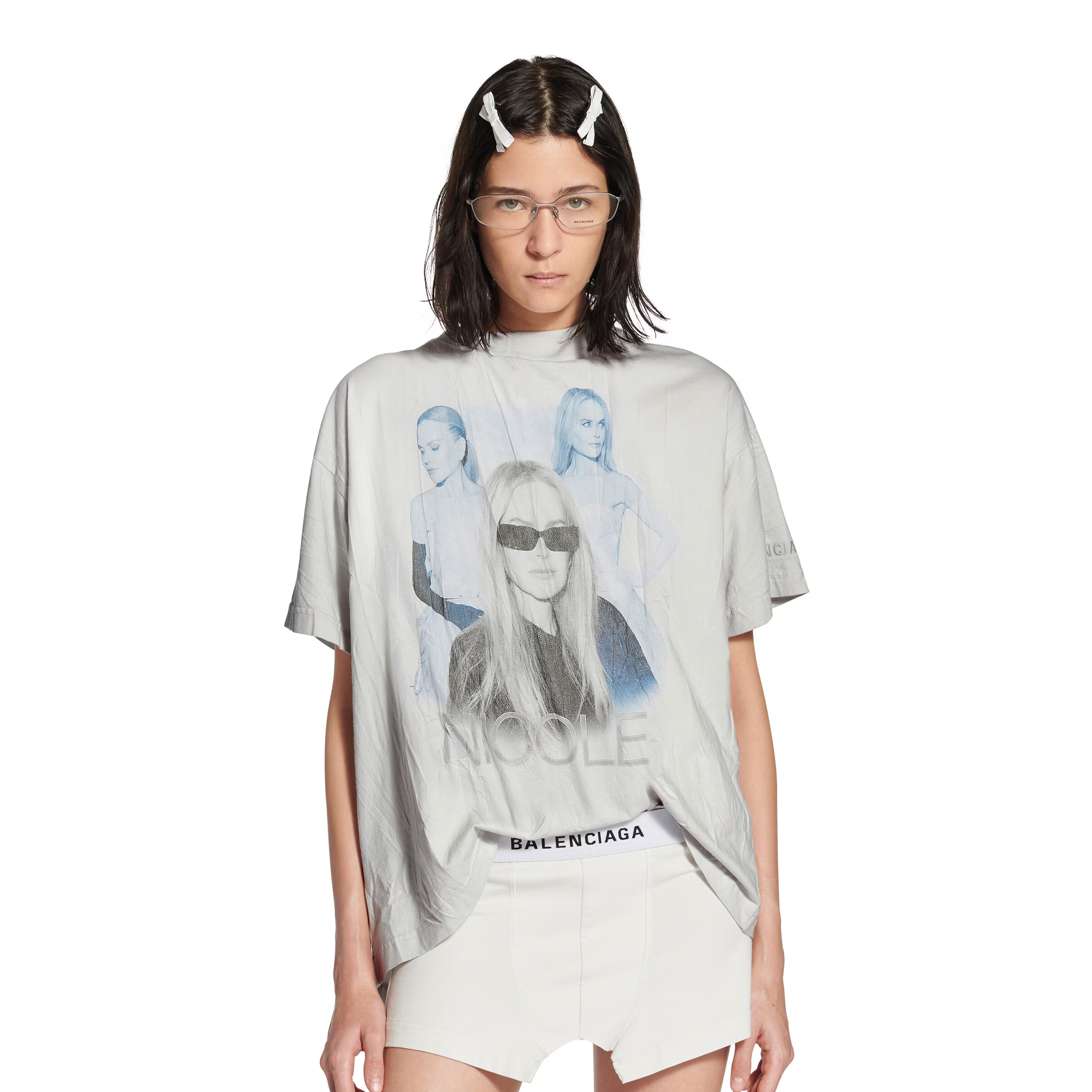 NIGO Balenciaga Men's Women's Summer Solid Color Pleated Washed Casual Loose Short Sleeve NICOLE BOXY T-Shirt Ngvp #nigo1362