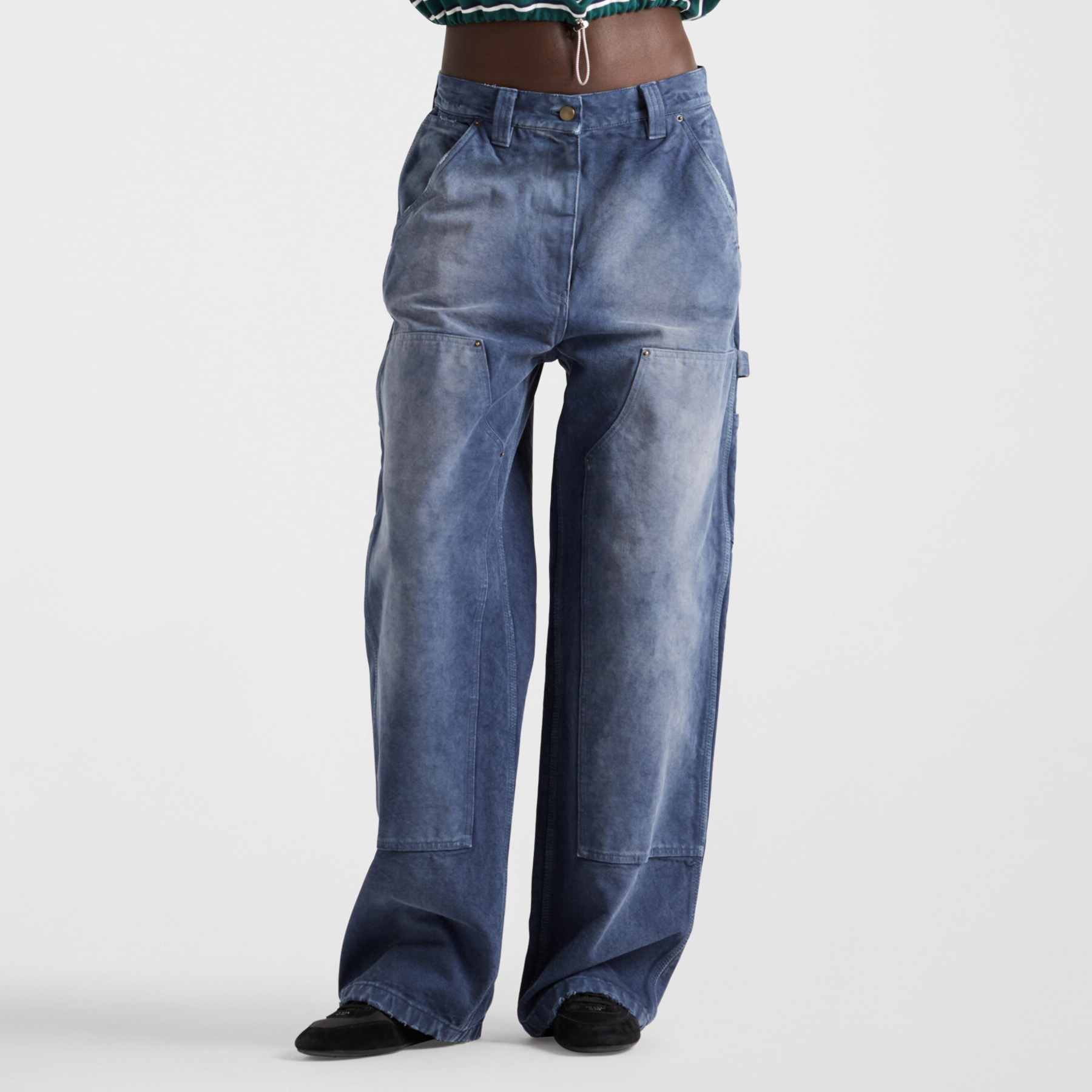 NIGO Prada Women's Spring and Autumn Triangle Label Logo Decoration Straight Vintage Jeans Pants #nigo75853