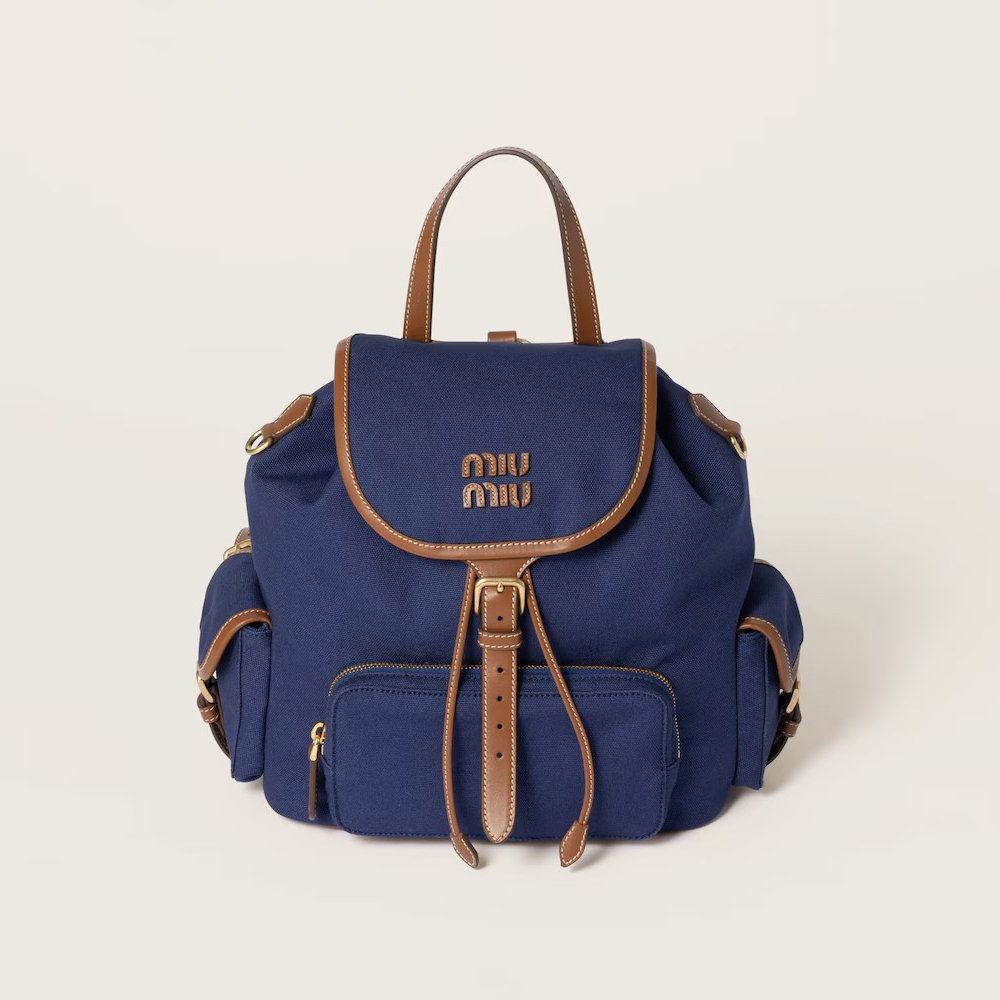 NIGO MiuMiu Women's Solid Color Canvas Patchwork Cowhide Shoulder Bag Backpacks Bags #nigo75843