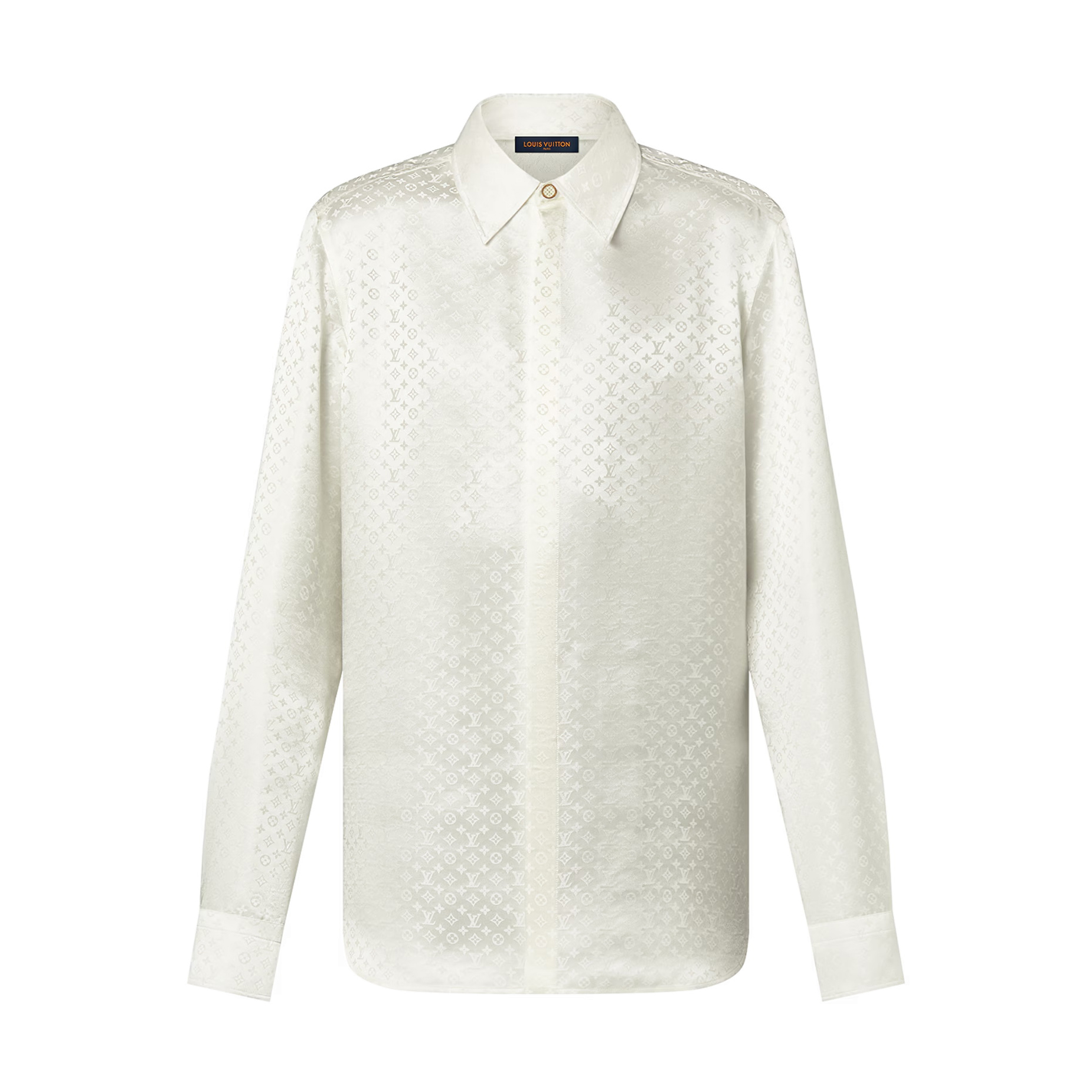 NIGO Louis Vuitton Men's Spring And Summer Solid Color Letter Print Silk Single Breasted Long Sleeved Shirt #nigo75855