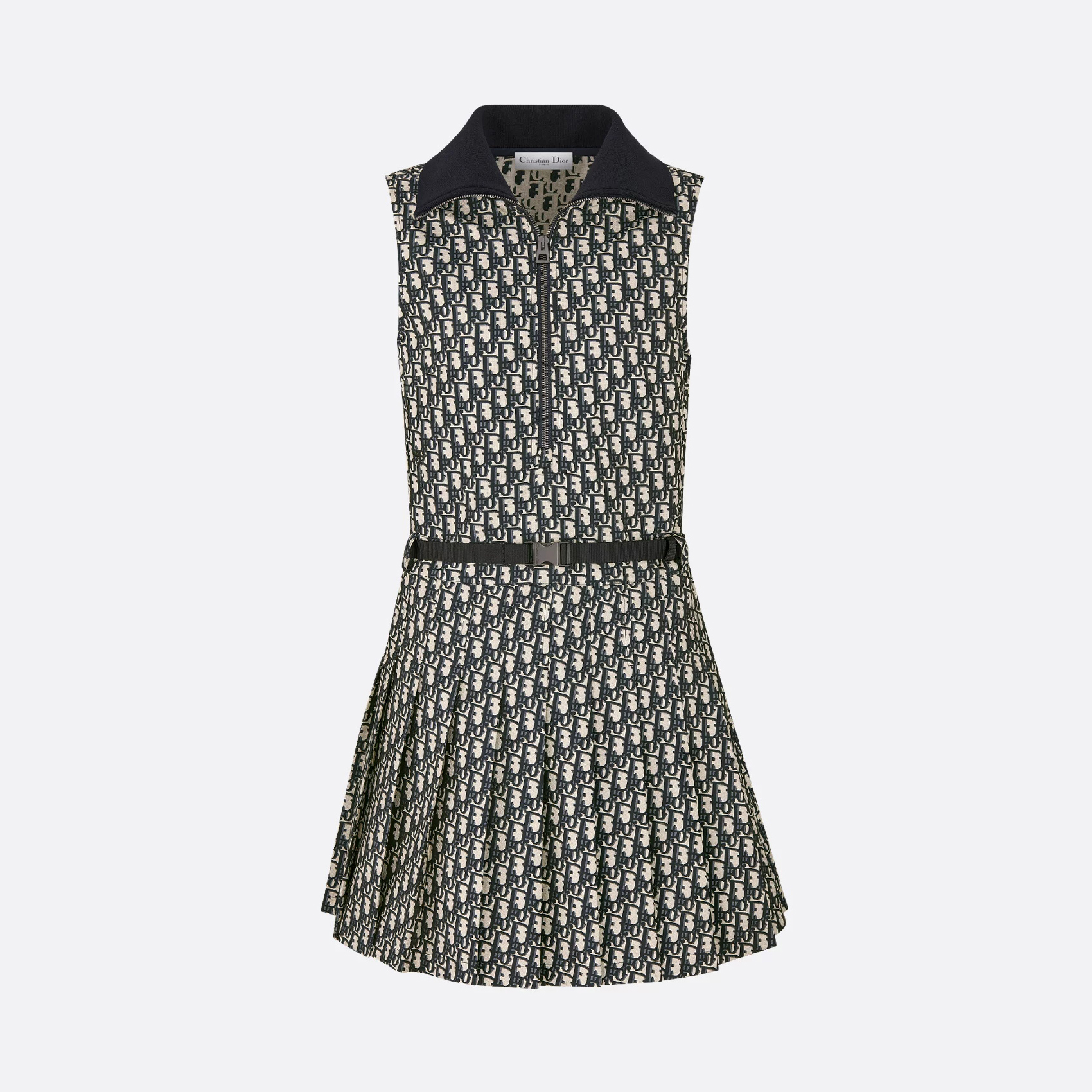 NIGO Dior Women's Spring/Summer Monogrammed Jacquard Pleated Sleeveless Half Zipper Neck Dresses #nigo75852