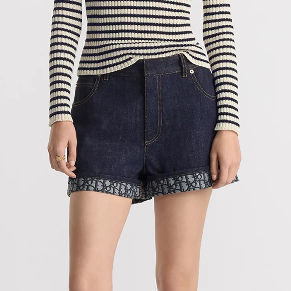 NIGO Dior Women's Summer Monogrammed Blue Denim Shorts #nigo75874