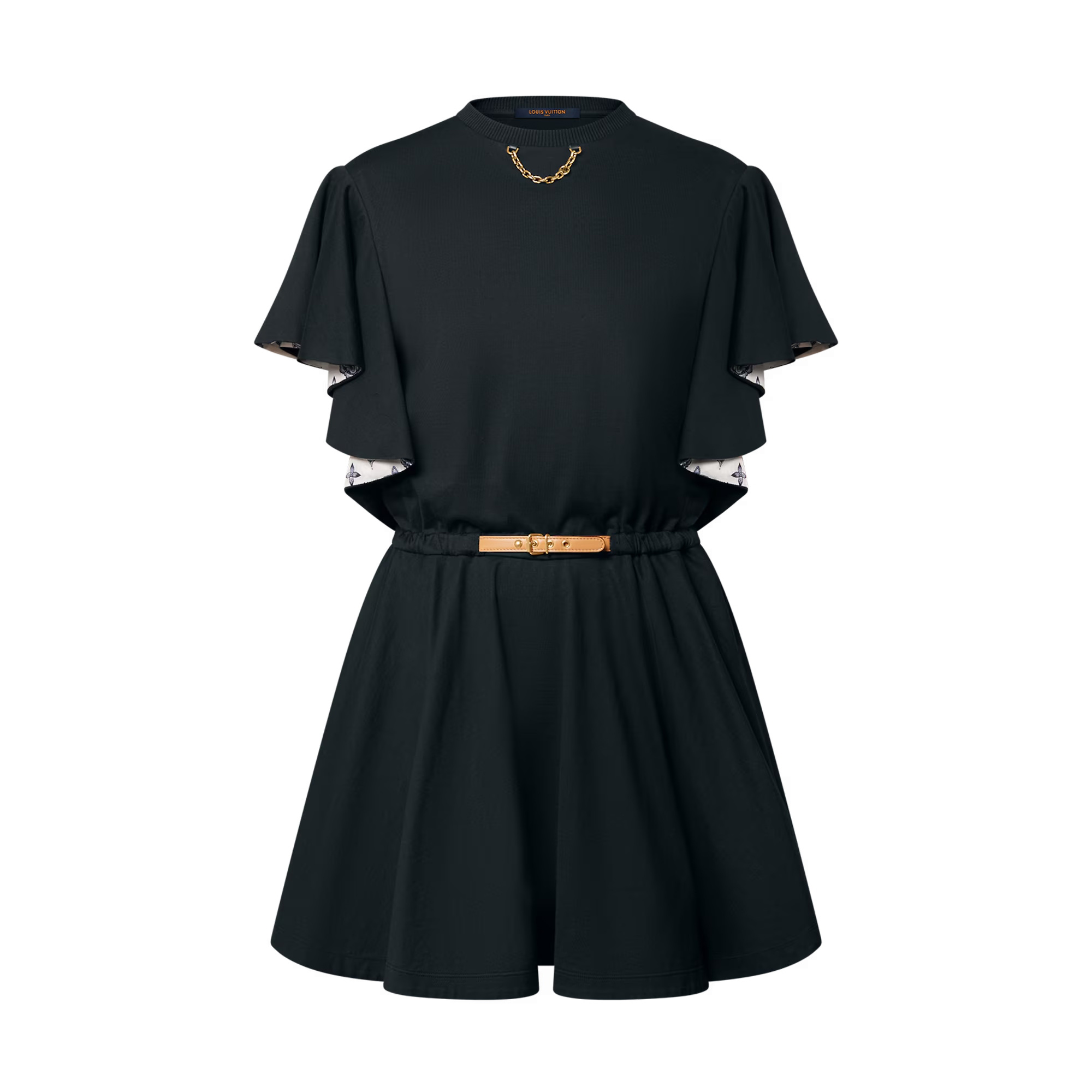 NIGO Louis Vuitton Women's Summer Solid Color Ruffle Sleeve Tunic Short Sleeve Dresses #nigo75876