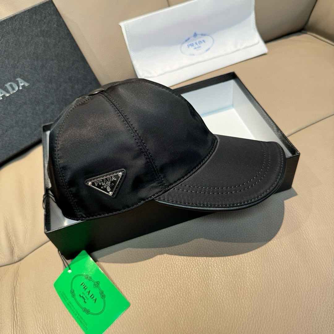 NIGO Prada Men's Metal Triangle Label Logo Solid Color Cowhide Baseball Cap Hat #nigo75898