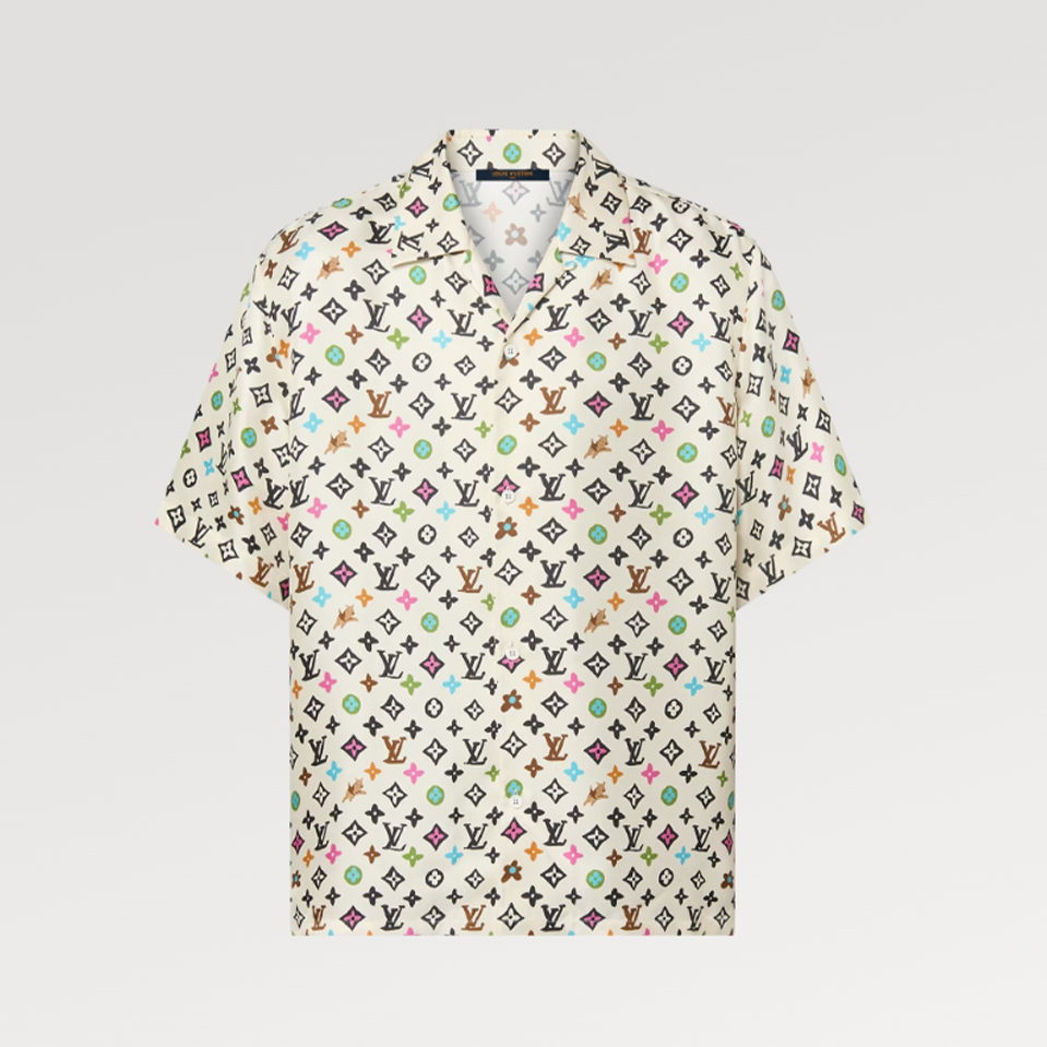 NIGO Louis Vuitton x Tyler MONOGRAM Printed Single-Breasted Mulberry Silk Loose Solid Color Summer Short Sleeve Shirt #nigo71978