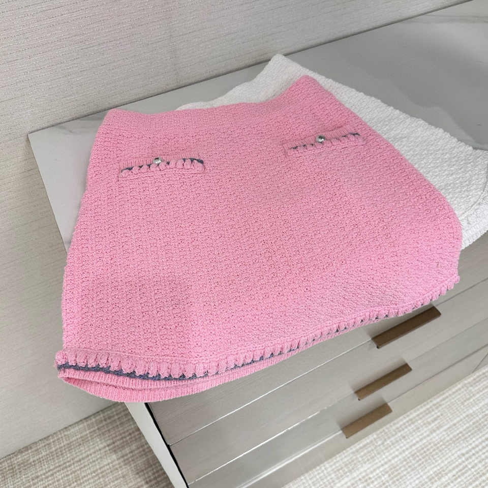 NIGO Chanel Women's Spring And Summer Cotton Silk Solid Color Casual Knitted Skirt Ngvp #nigo1373