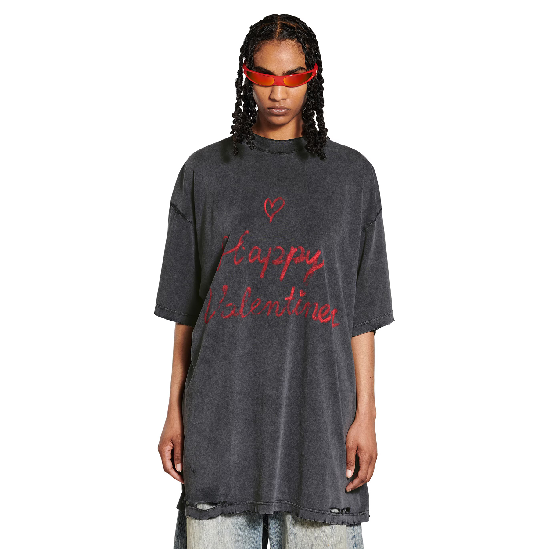NIGO Balenciaga Men's Women's Vintage Aged Solid Color Knit Crew Neck Straight Short Sleeve Lipstick Valentines T-shirt #nigo75927