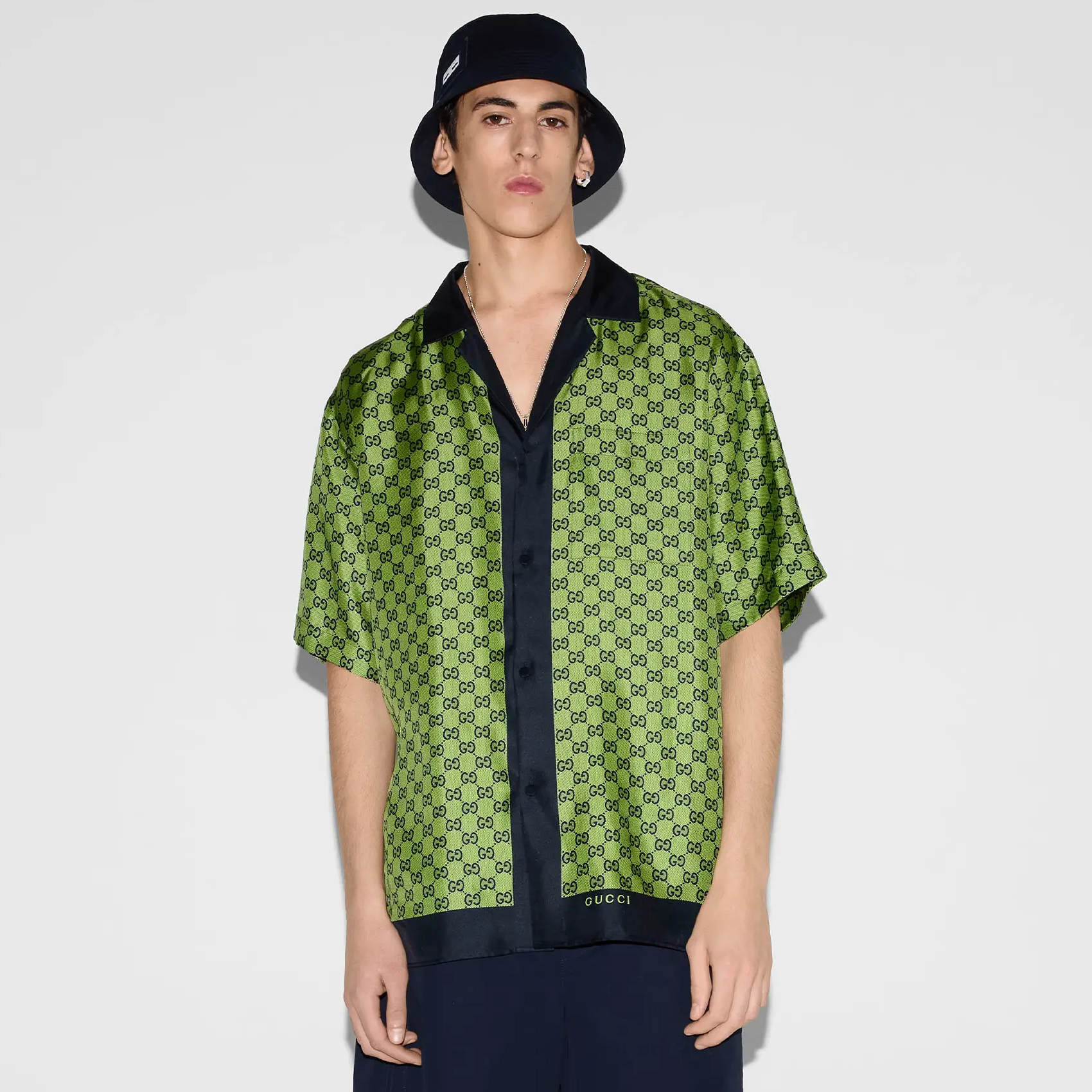 NIGO Gucci Men's Summer Logo Full Print Single Breasted Short Sleeve Shirt Stretch Waist Casual Shorts Set Suit #nigo75939