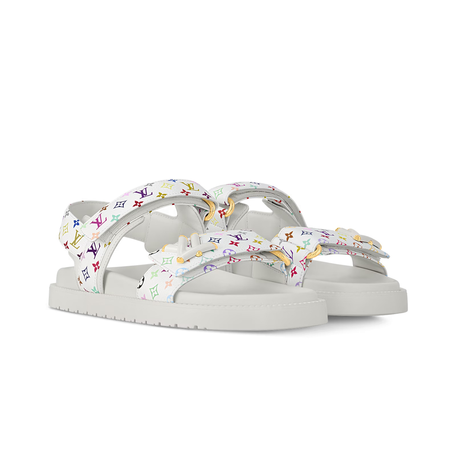 NIGO Louis Vuitton LV x TM LV Sunset Flat Comfort Sandal Men's and Women's Alphabet Jacquard Round Head Thick Bottom Velcro Slippers Sandals Shoes #nigo75934