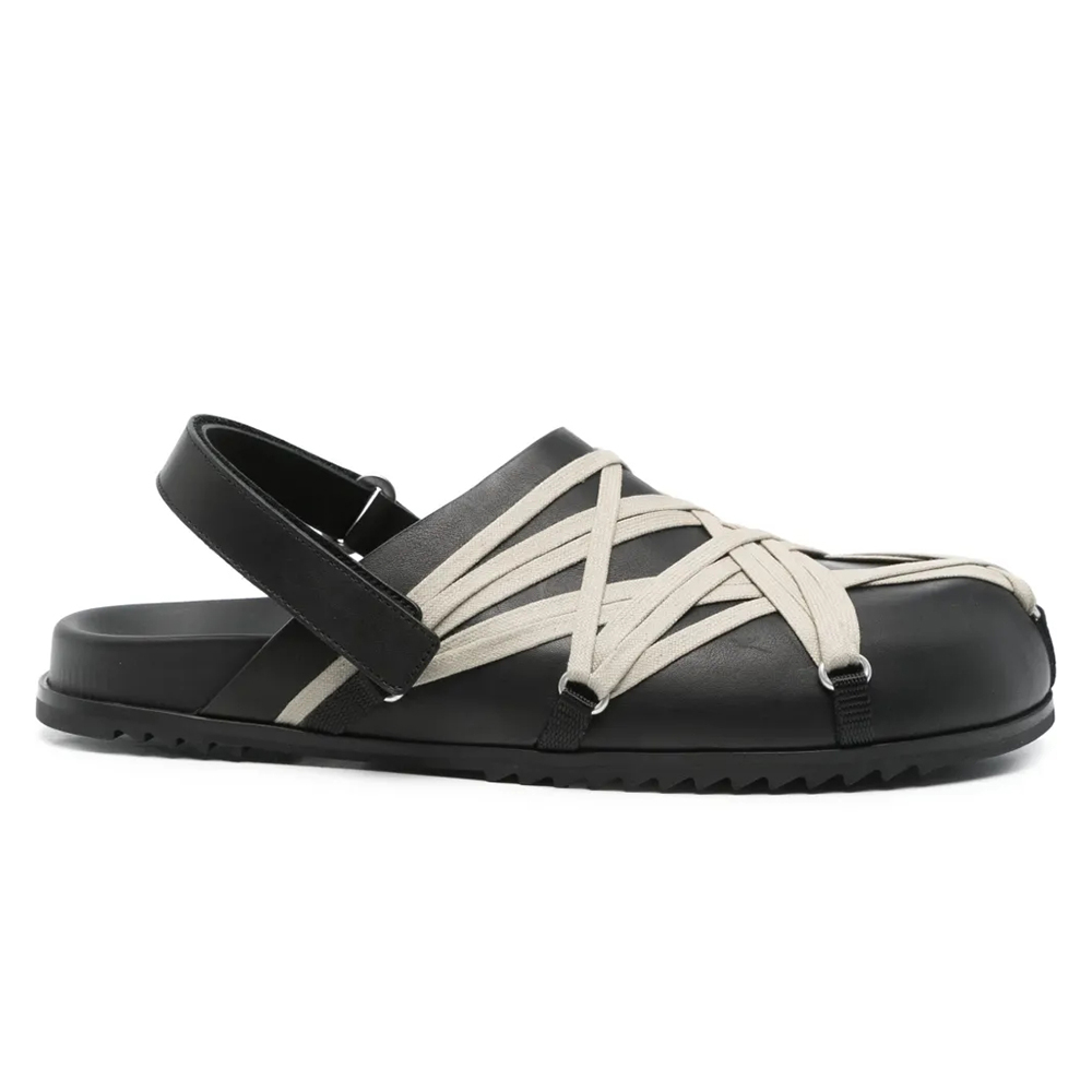 NIGO Rick Owens Men Women Solid Color Megalaced Sandals Casual Granola Leather Round Toe Slippers Shoes Ngvp #nigo1374
