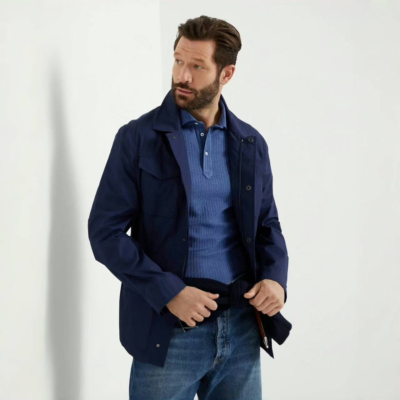 NIGO Brunello Cucinelli Men's Solid Color Lapel Spring & Autumn Long Sleeve Lightweight Shirt Style Jacket Ngvp #nigo1375