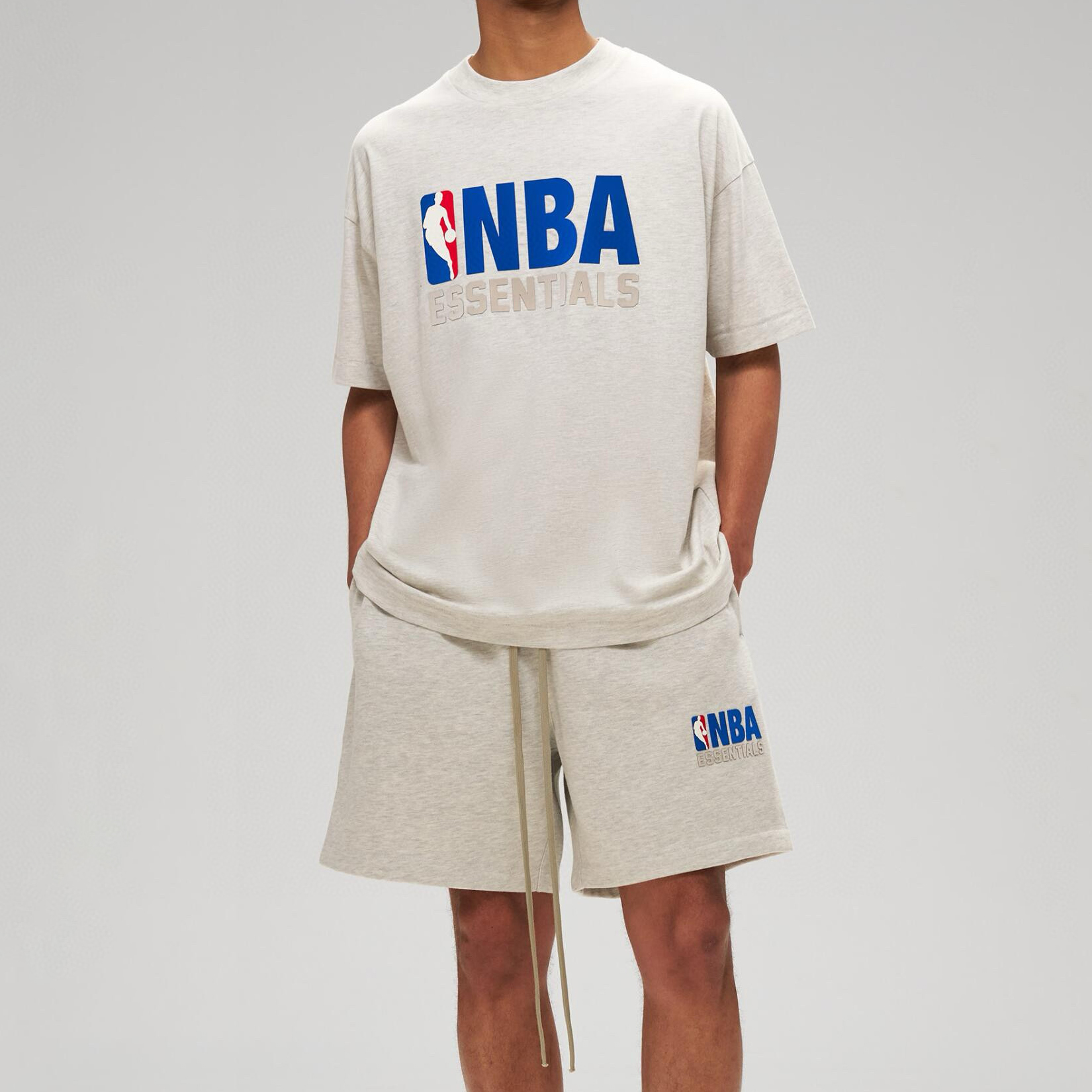NIGO ESSENTIALS FEAR OF GOD X NBA Men's and Women's Casual NBA Graphic Printed Solid Color Round Neck Short Sleeve T-Shirt Lace Up Casual Shorts Suit Set #nigo75943