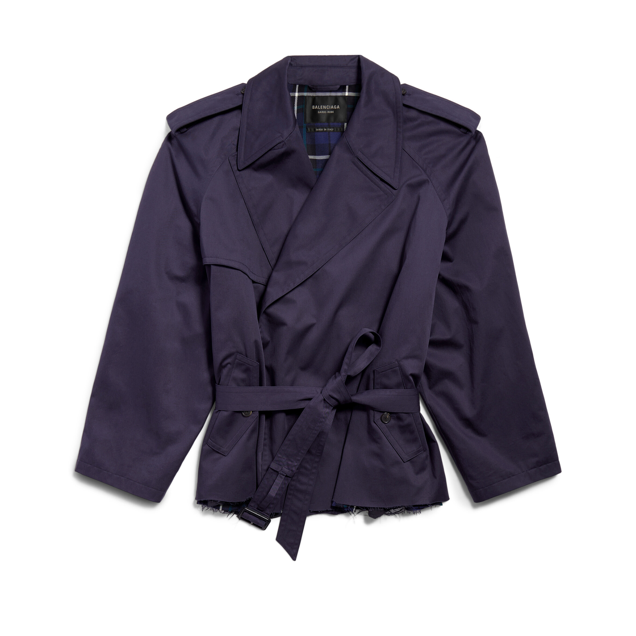 NIGO Balenciaga Trench Short Twill Cotton Trench Coat Solid Colour Silhouette Lined Plaid Windbreaker Collar Spring And Autumn Fashion Temperament Short Jacket Coat Ngvp #nigo1337