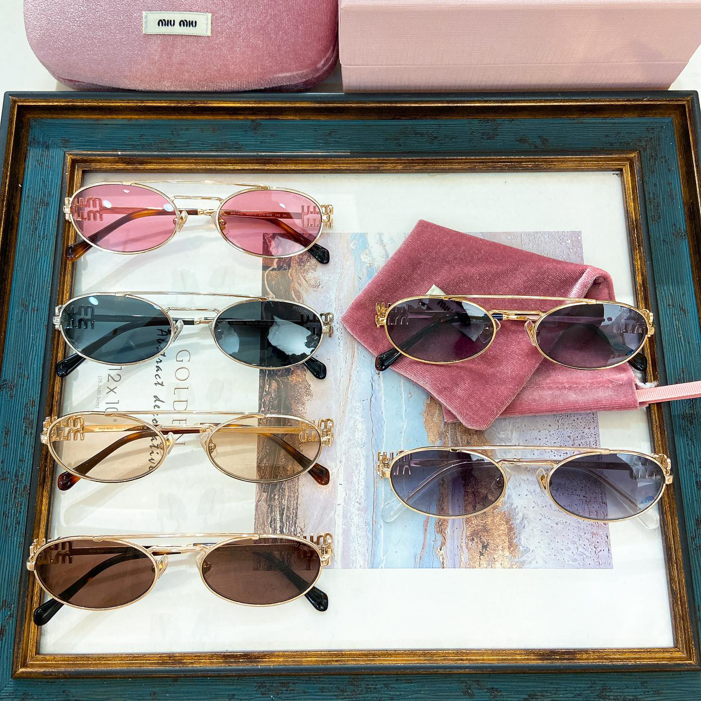 NIGO MiuMiu Men's and Women's Mirror Legs Gold Letter Logo Oval Sunglasses Eyeglasses Glasses #nigo75951
