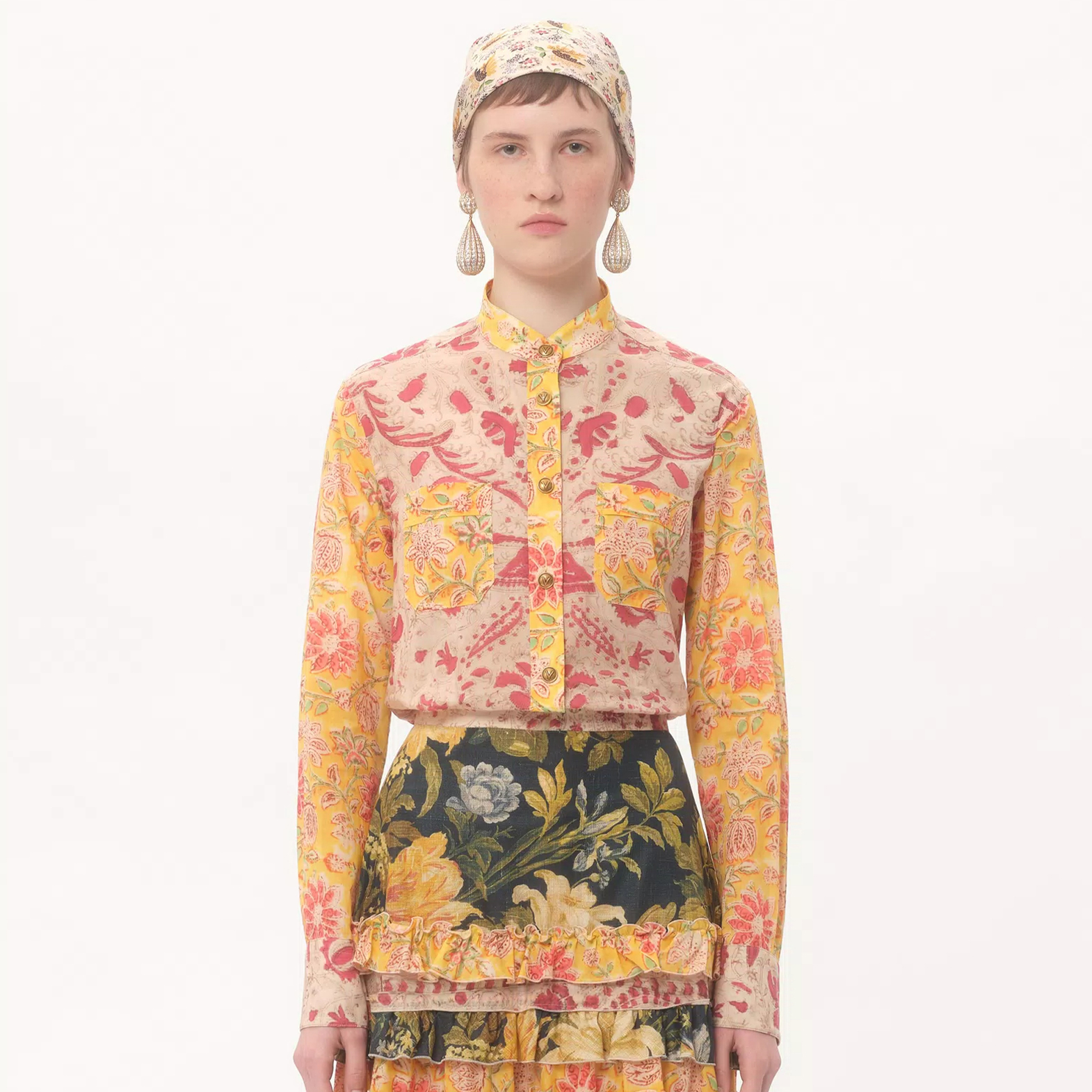 NIGO Valentino Women's Spring/Summer/Autumn Mussola Paisley Speculare Voyage Imaginaire Casual Silk Single-Breasted Lapel Shirt Ngvp #nigo1383