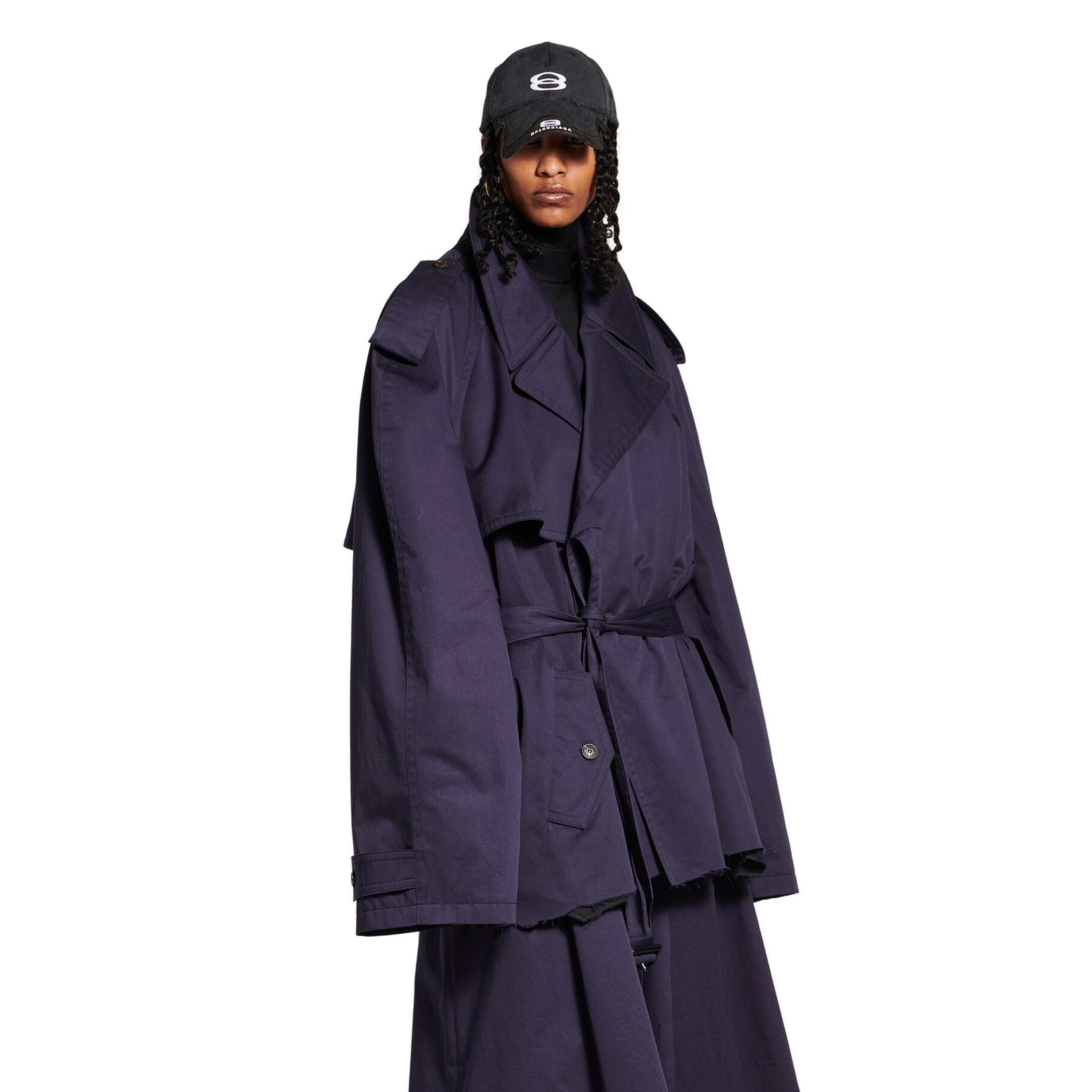 NIGO Balenciaga Trench Short Twill Cotton Trench Coat Solid Colour Silhouette Lined Plaid Windbreaker Collar Spring And Autumn Fashion Temperament Short Jacket Coat Ngvp #nigo1337