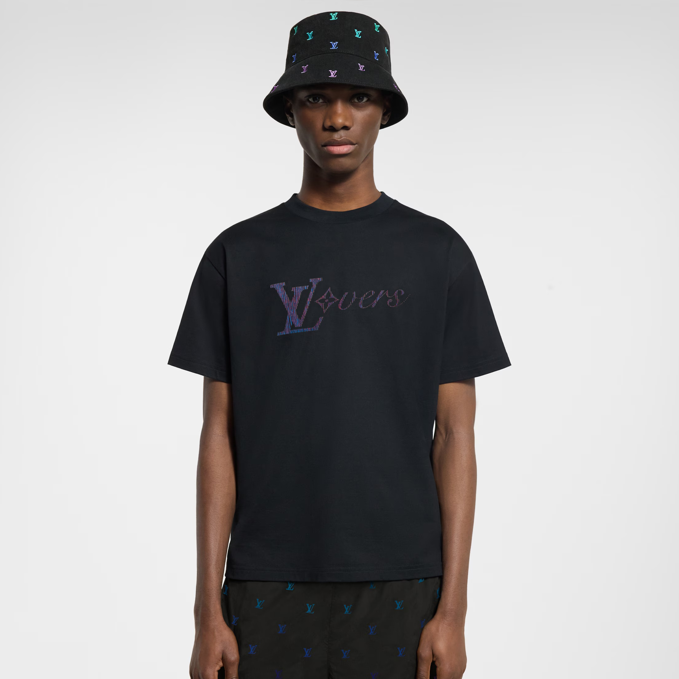 NIGO Louis Vuitton Men's Summer Logo Beaded Embroidery Letter Printed Solid Color Round Neck Short Sleeve T-Shirt #nigo75961